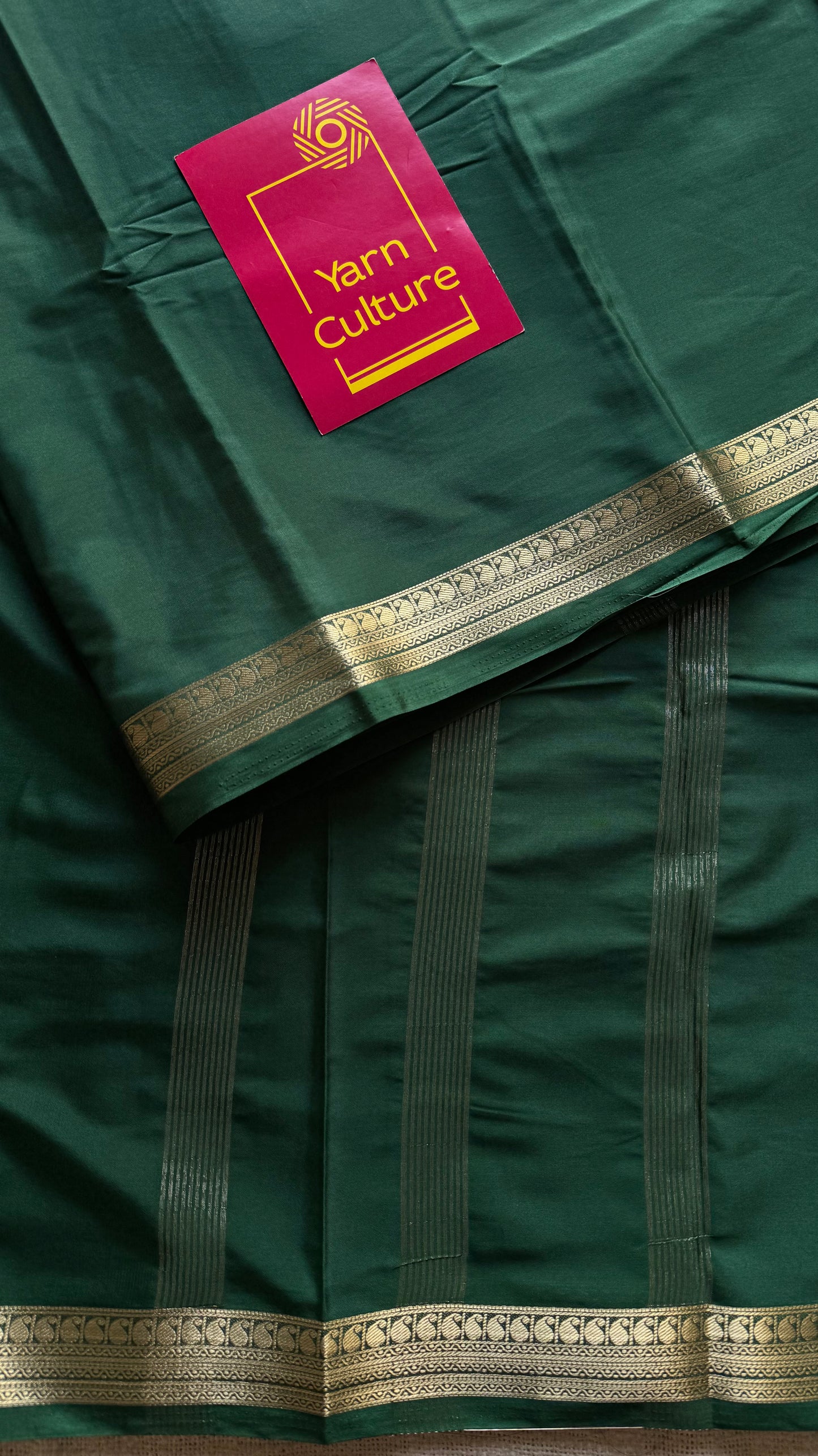 Dark green Mysore semi crepe silk saree - YCLOKFE236