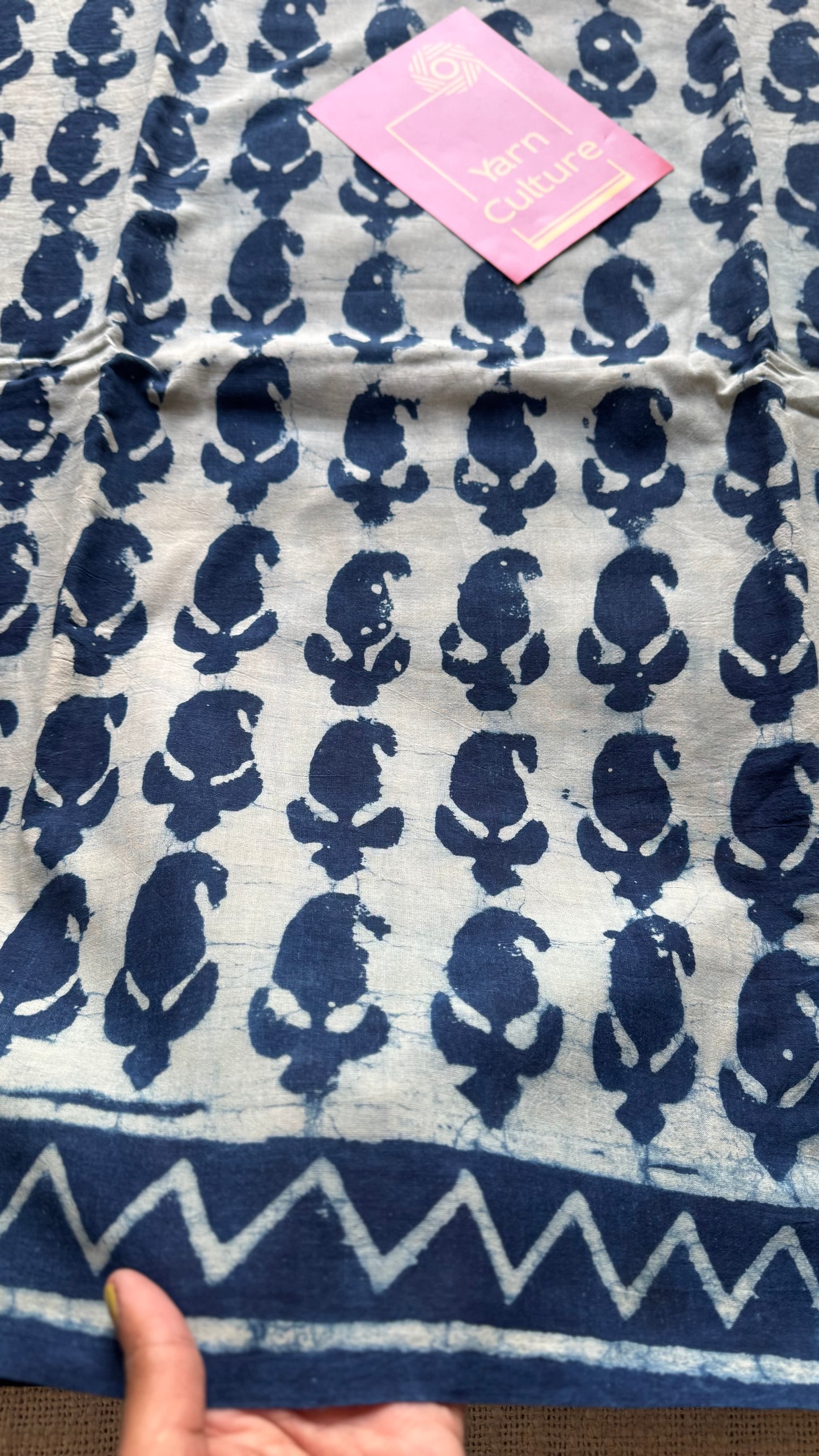 Nilaya - An abode of blue with indigo paisley motifs, block print, soft cotton - YCWOTDNOBP96