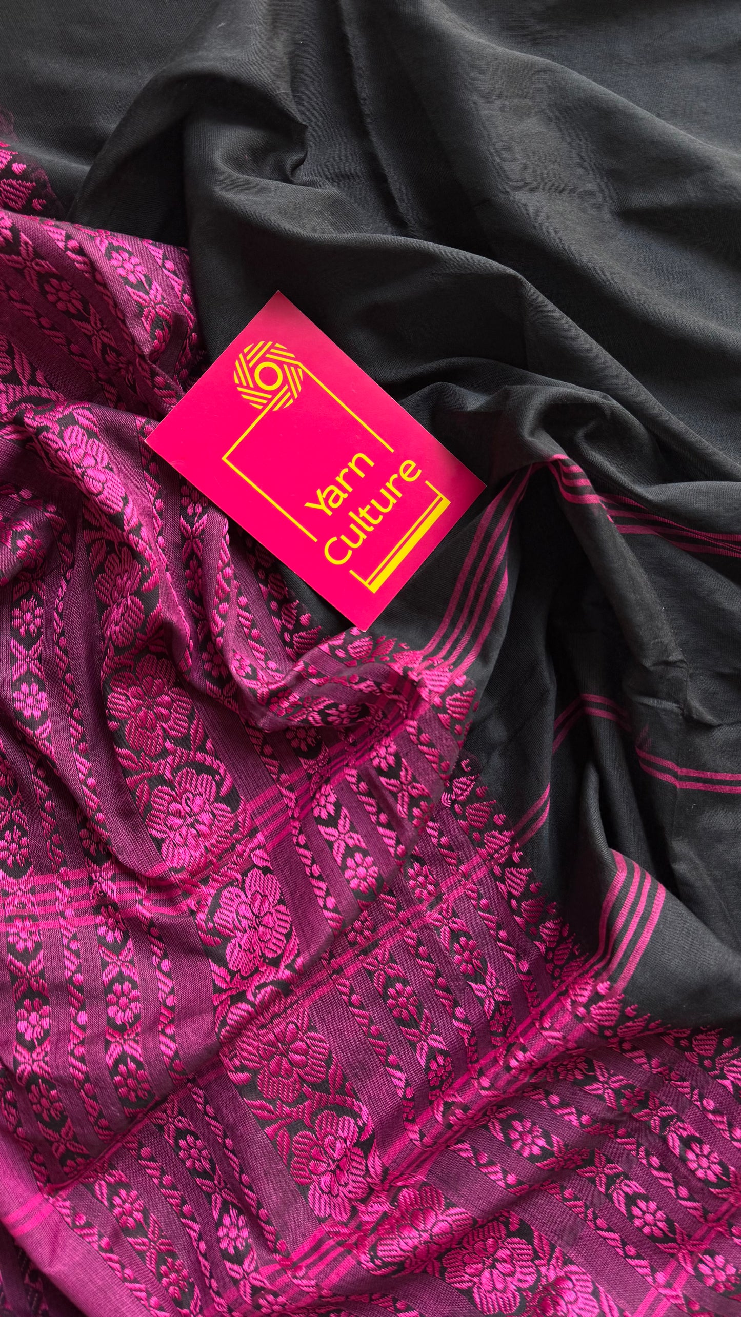 Black with magenta threadwork, begampuri soft cotton - YCBCBPJA197