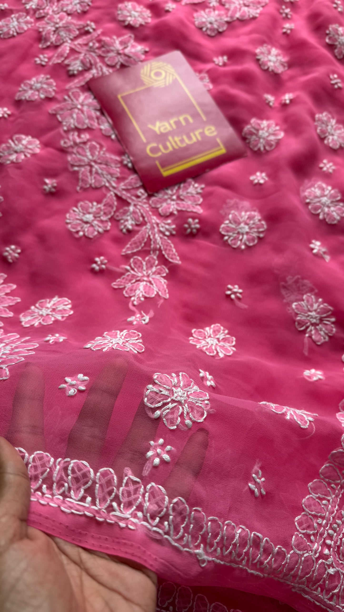 Baadal Gulabi (pink clouds) - Pink Chikankari, georgette YCSLCJULCK05
