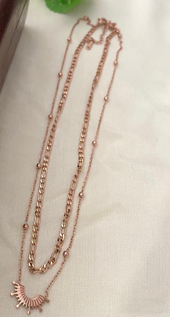 Rose gold plated double layered chain - YCGPC397