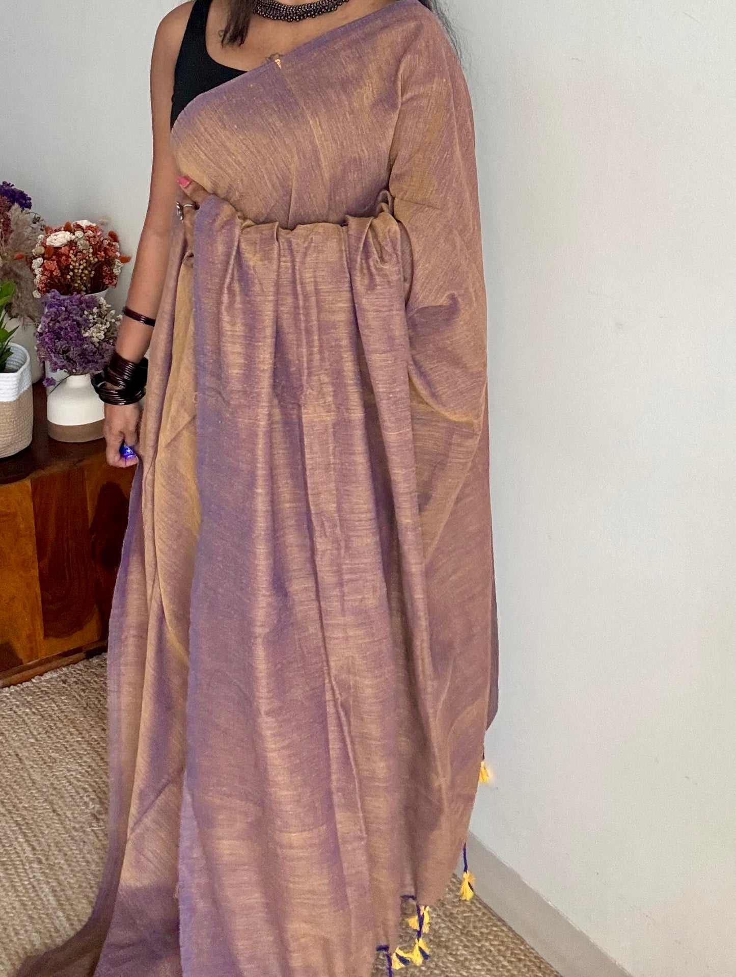 Light brownish pink soft cotton saree  - YCBCKCAP23