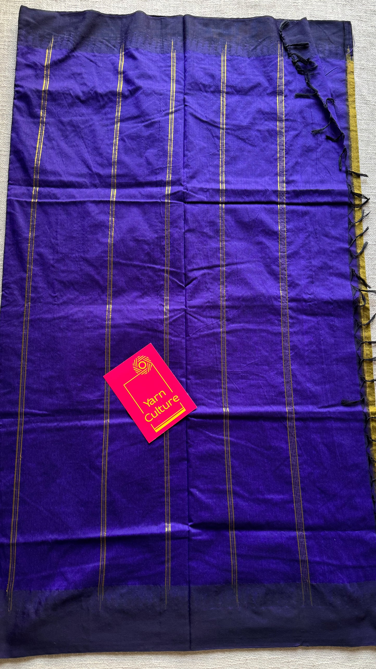 Light green with blue temple border, cotton silk - YCCOTNCSDE97