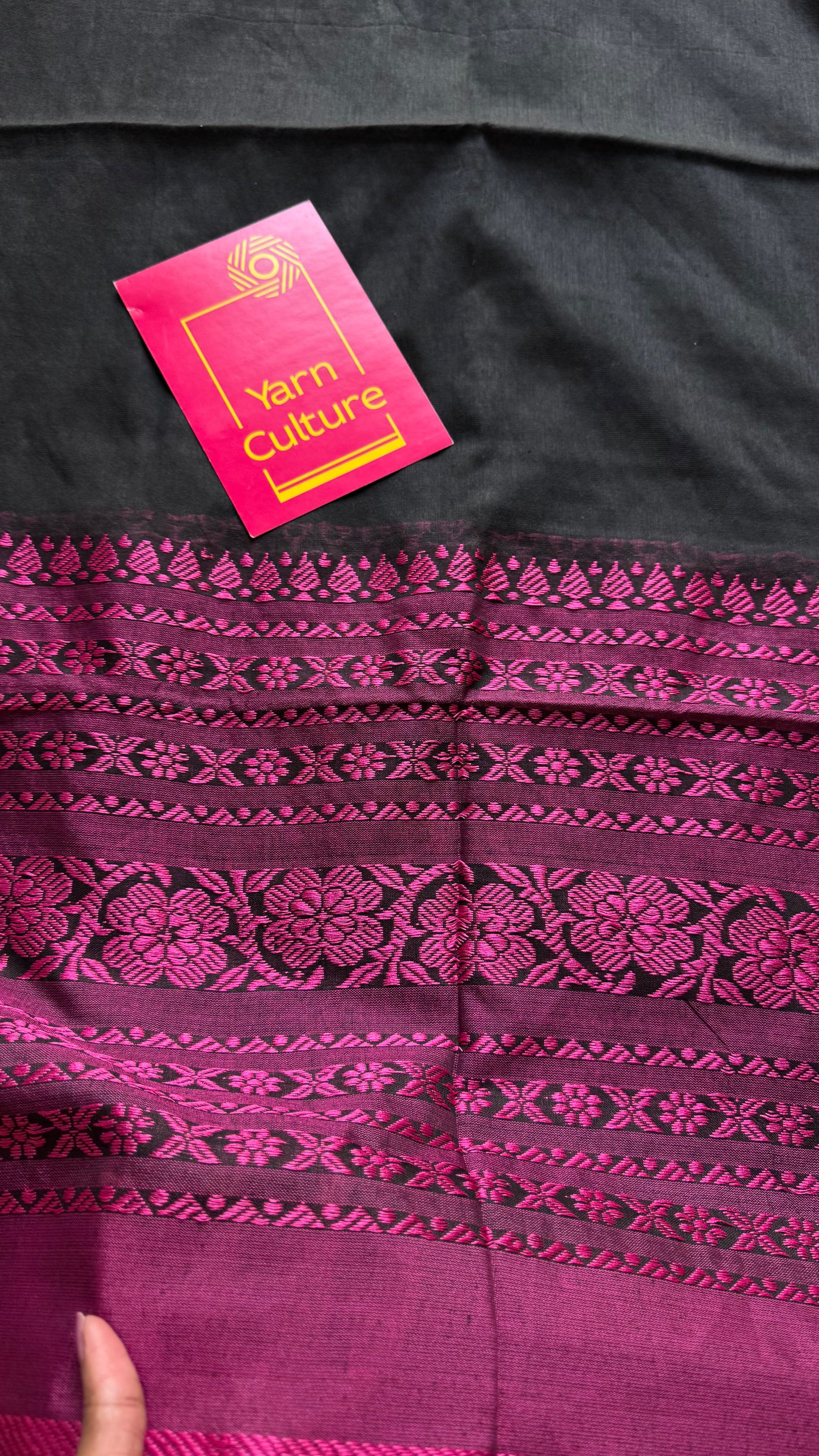 Black with magenta threadwork, begampuri soft cotton - YCBCBPJA197