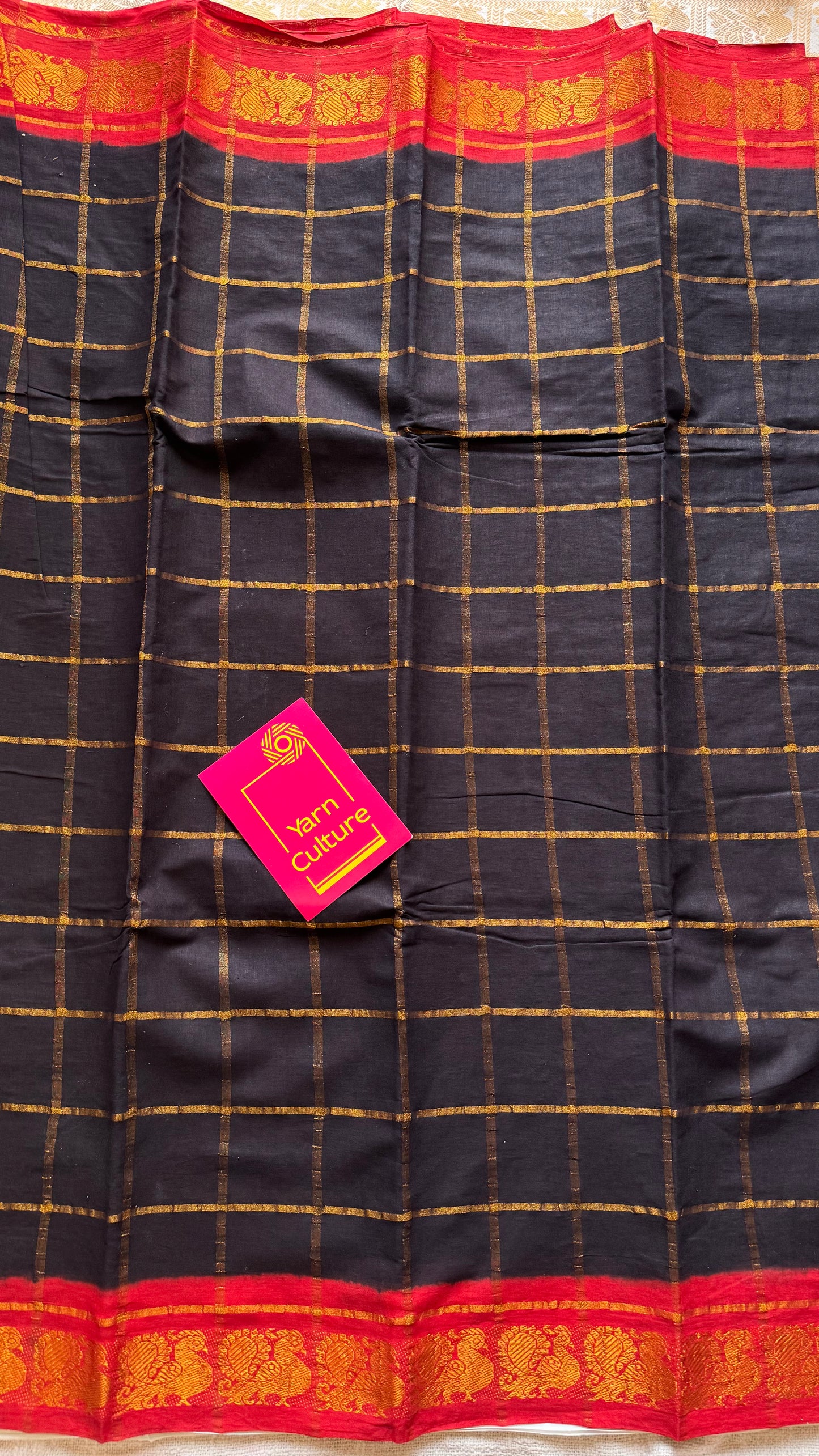 Black with red pavithra kattam sungudi, madurai cotton - YCCOTNMSAP142