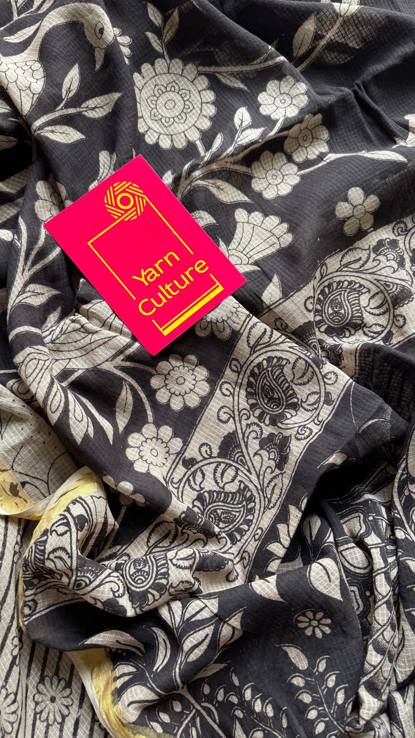 Black floral kalamkari saree in kota - YCWOTDMA356