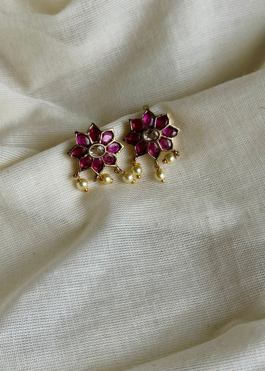 Bugadi clip-on (non pierced), ruby stones - YCAGEBU275