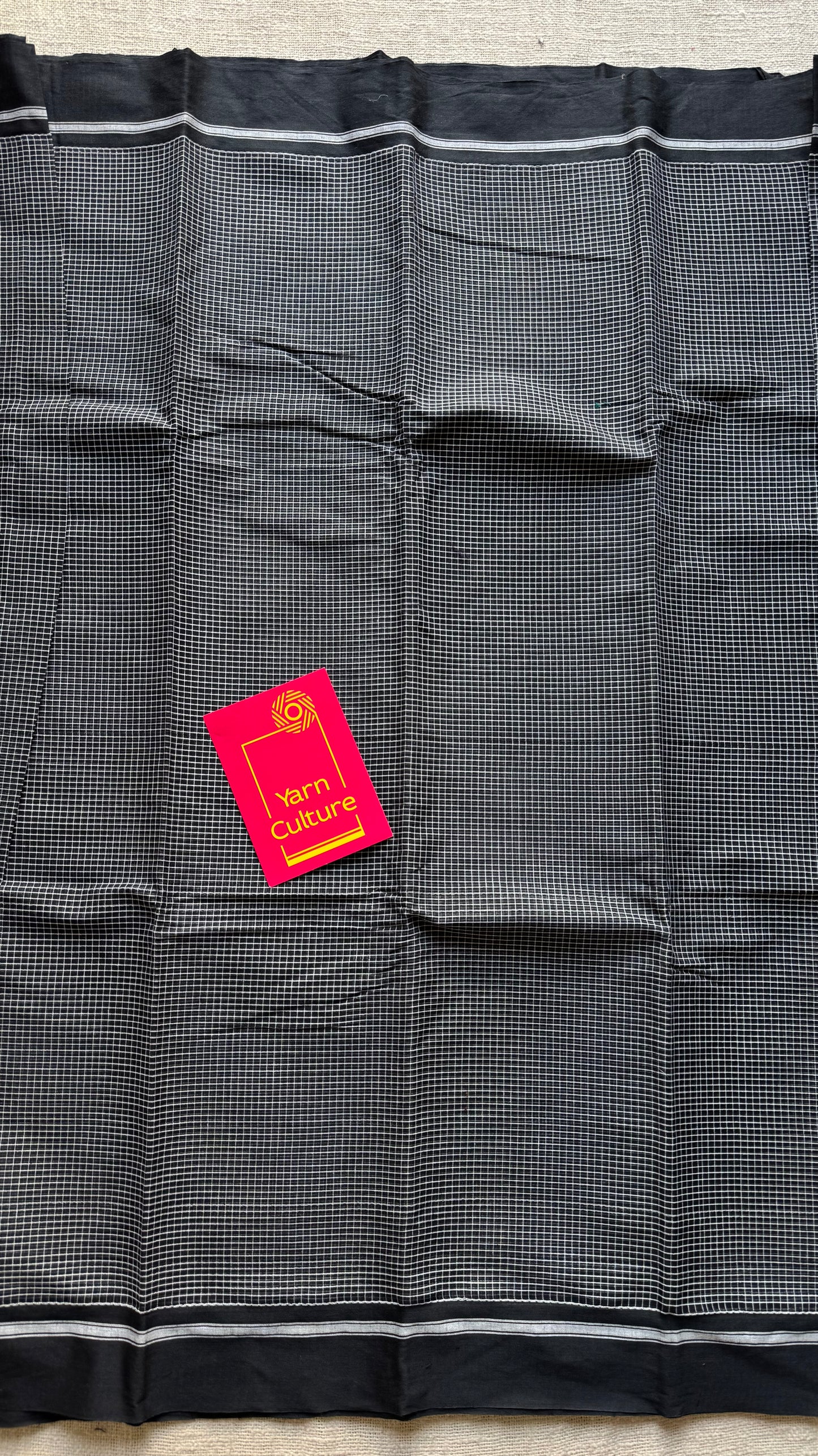 Classic black and white checks with black border, patteda anchu, soft cotton - YCLOKC220