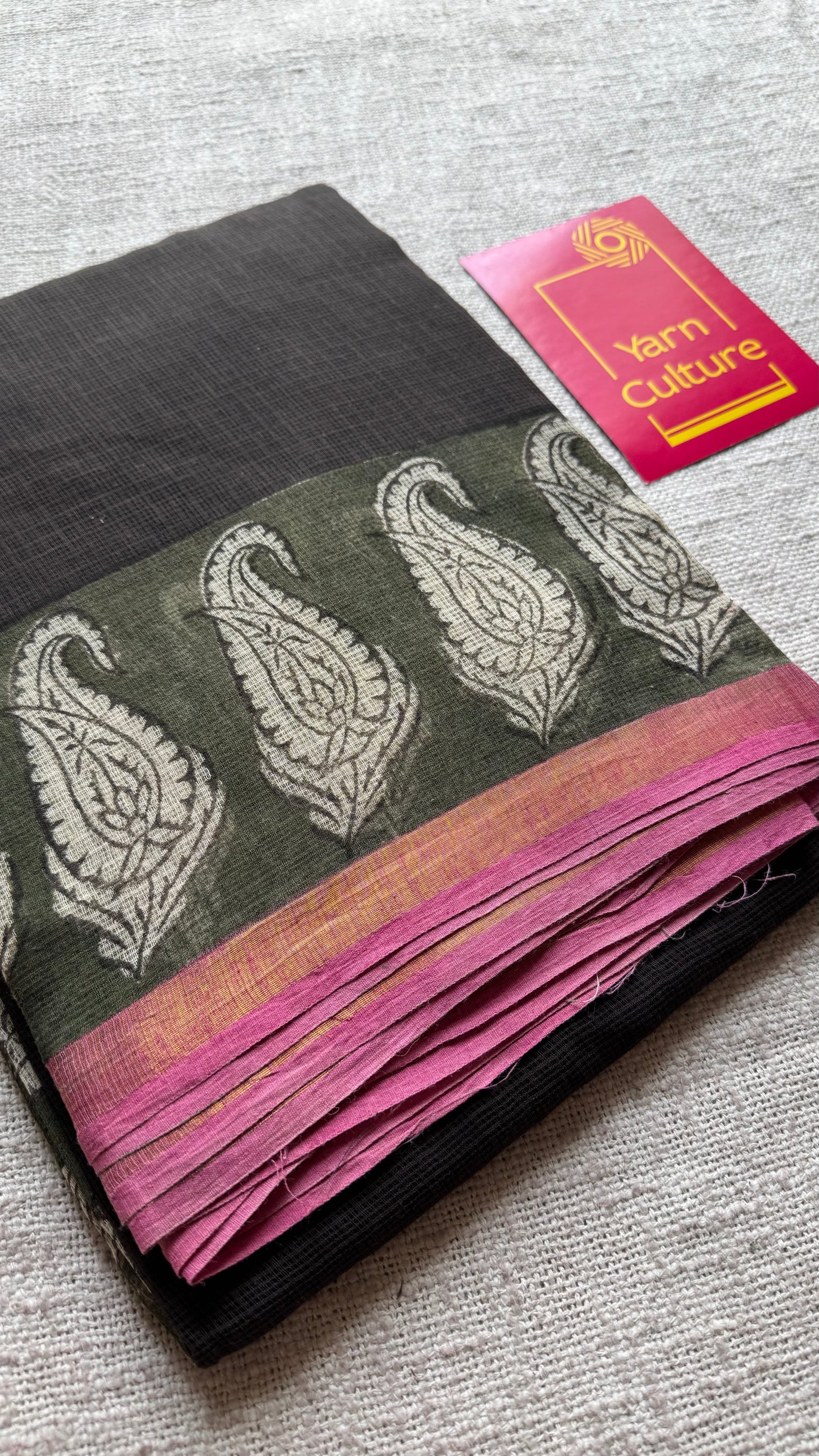 Garmi Ki Chhutti - Black kota doria saree, with gold zari border - YCTORKDAP08