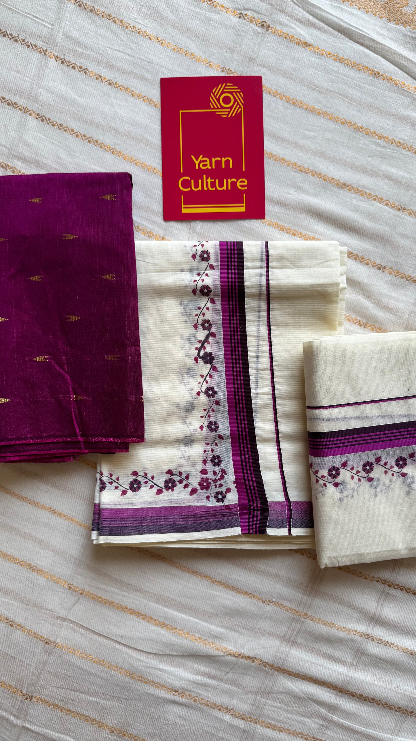 Set mund, purple pink and dark brown flowers - YCIEON108