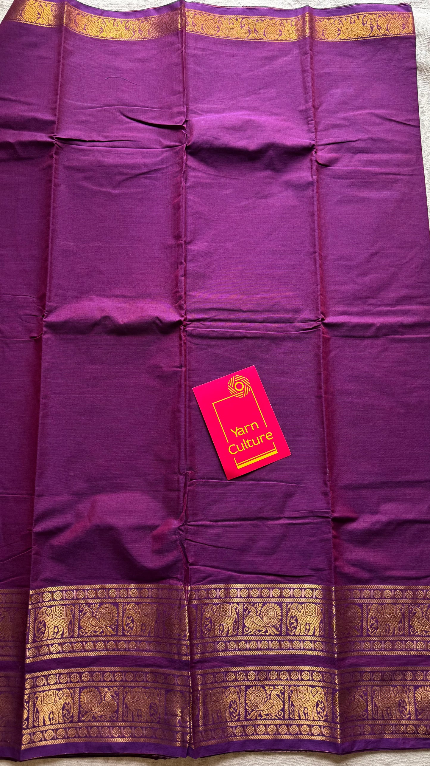 Kanchi cotton saree, purple pink with wide zari border - YCCOTNAP89