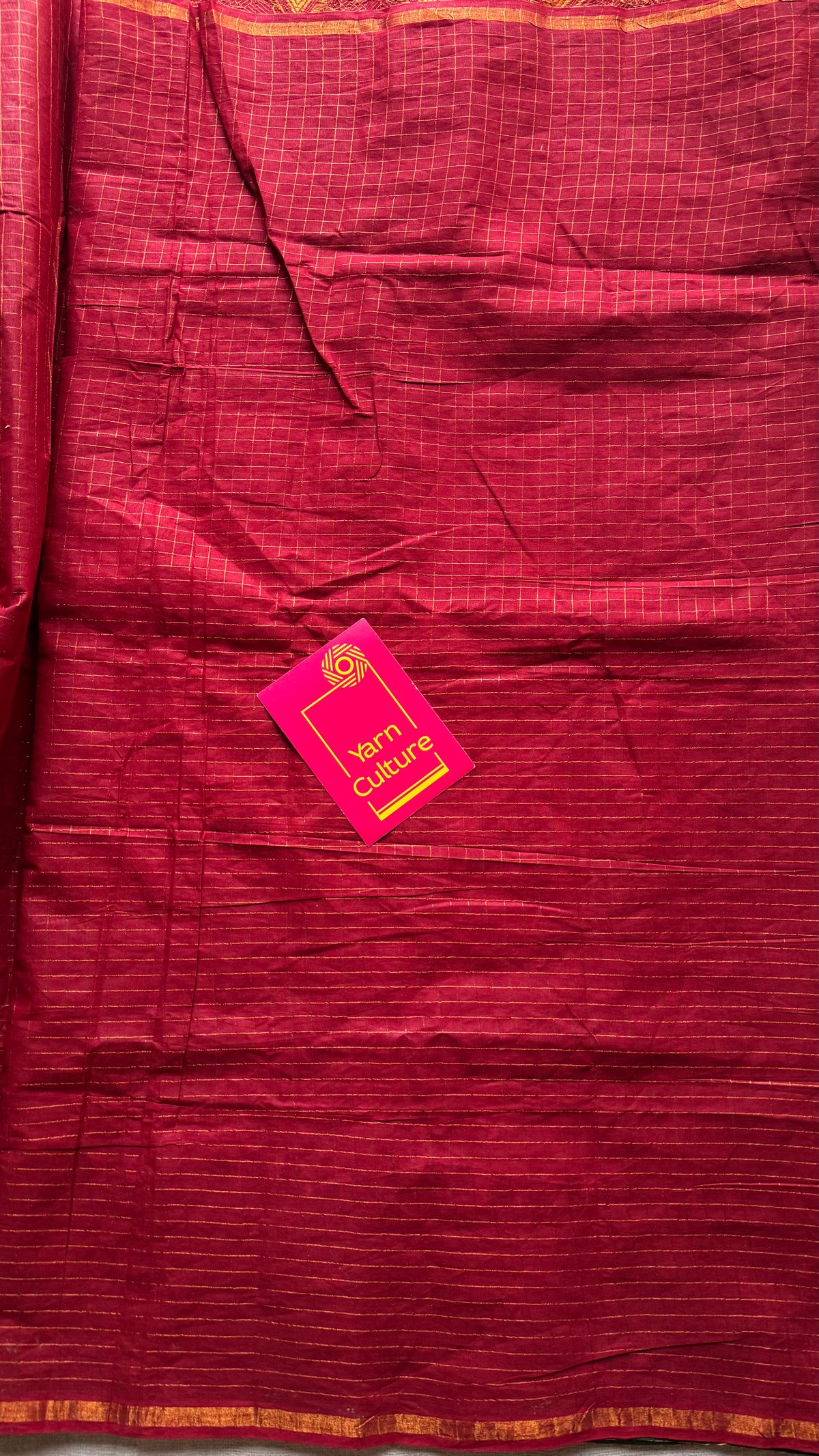 Cream with red and green, sungudi cotton half-half saree - YCCOTNIDOC11