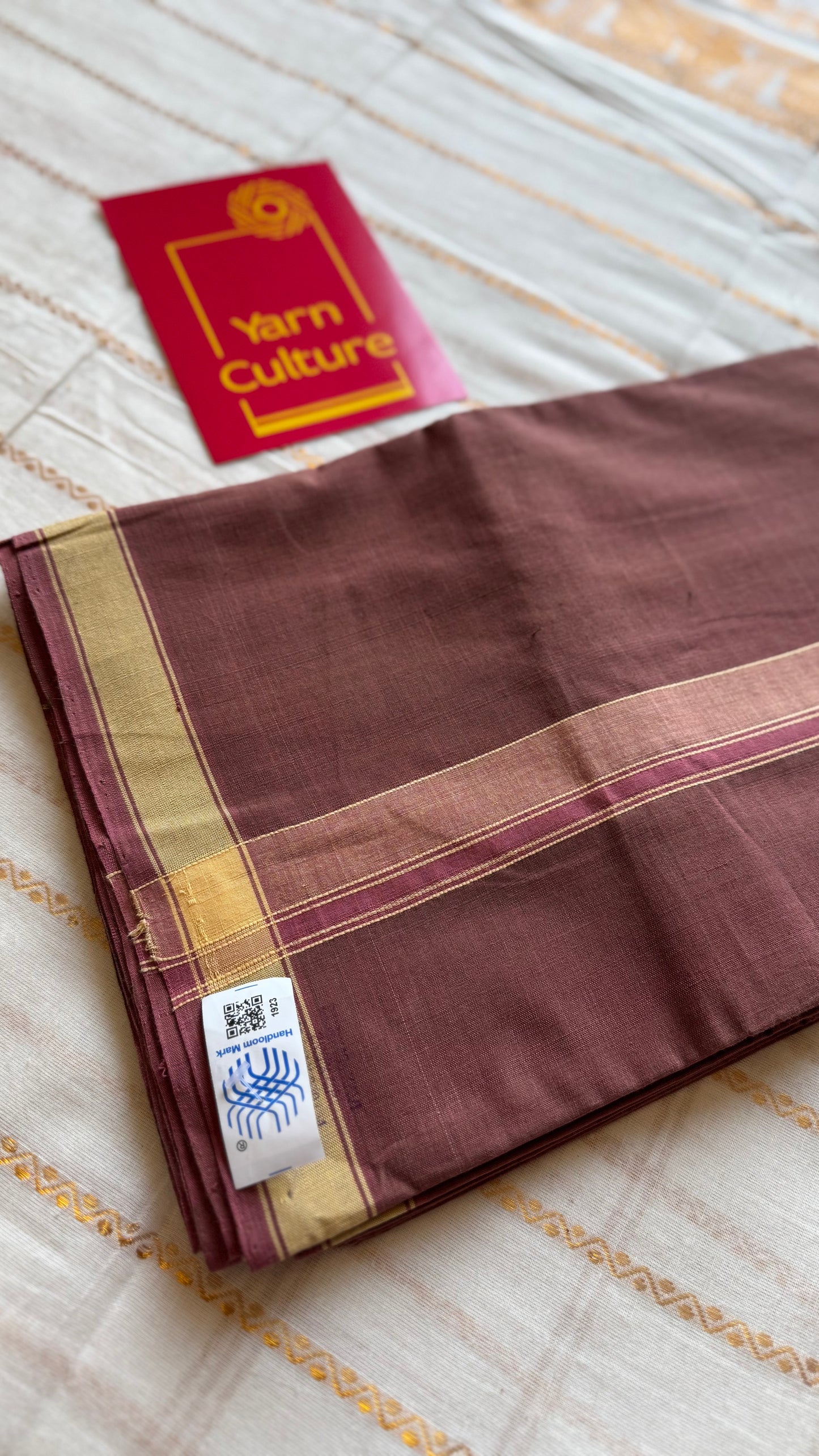 Brown Chendamangalam Handloom Single Mundu | Soft Cotton Men's Dhoti- YCMSEIE180