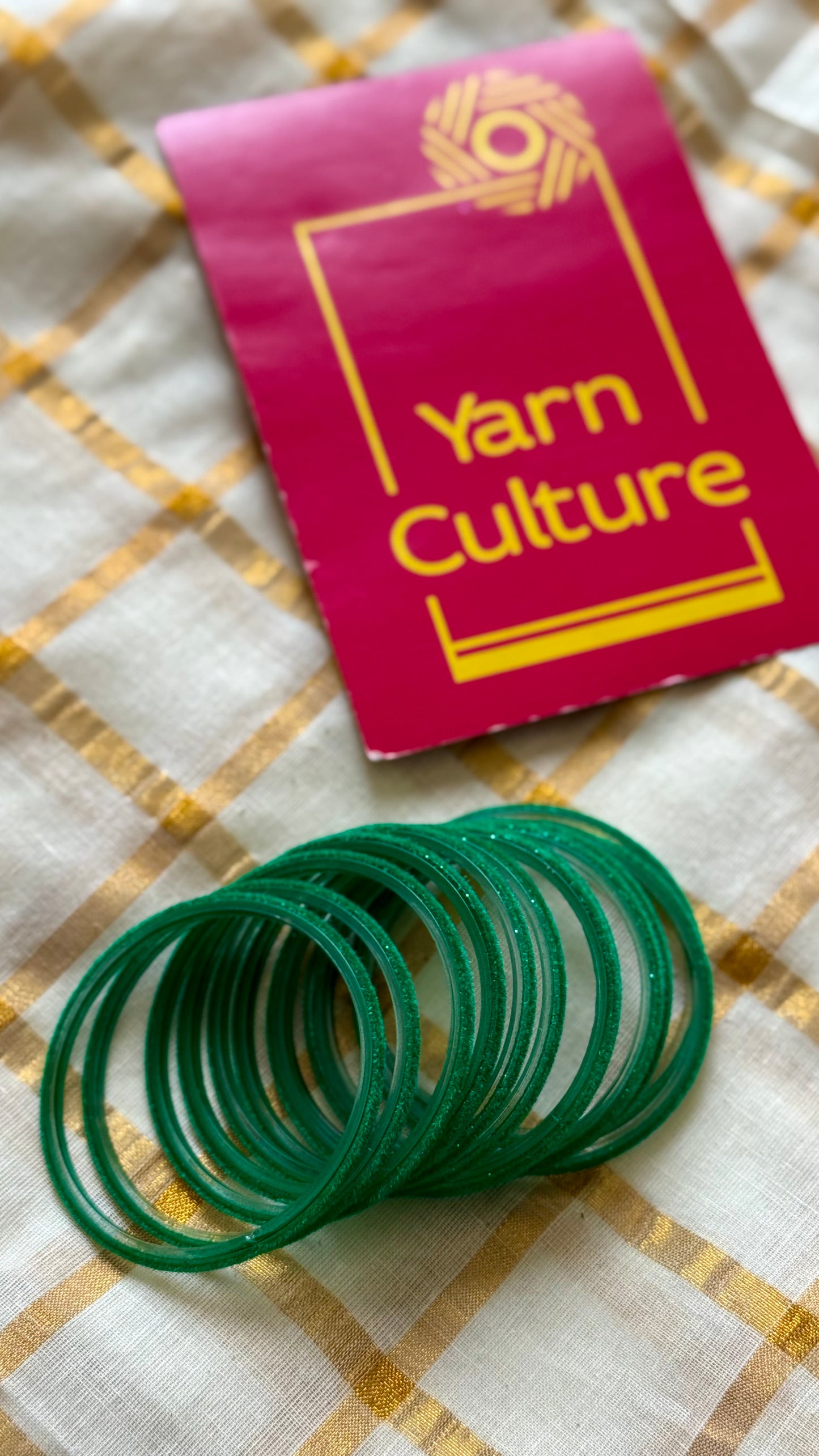 Green velvet glass bangles, set of 12 - YCBANGL381