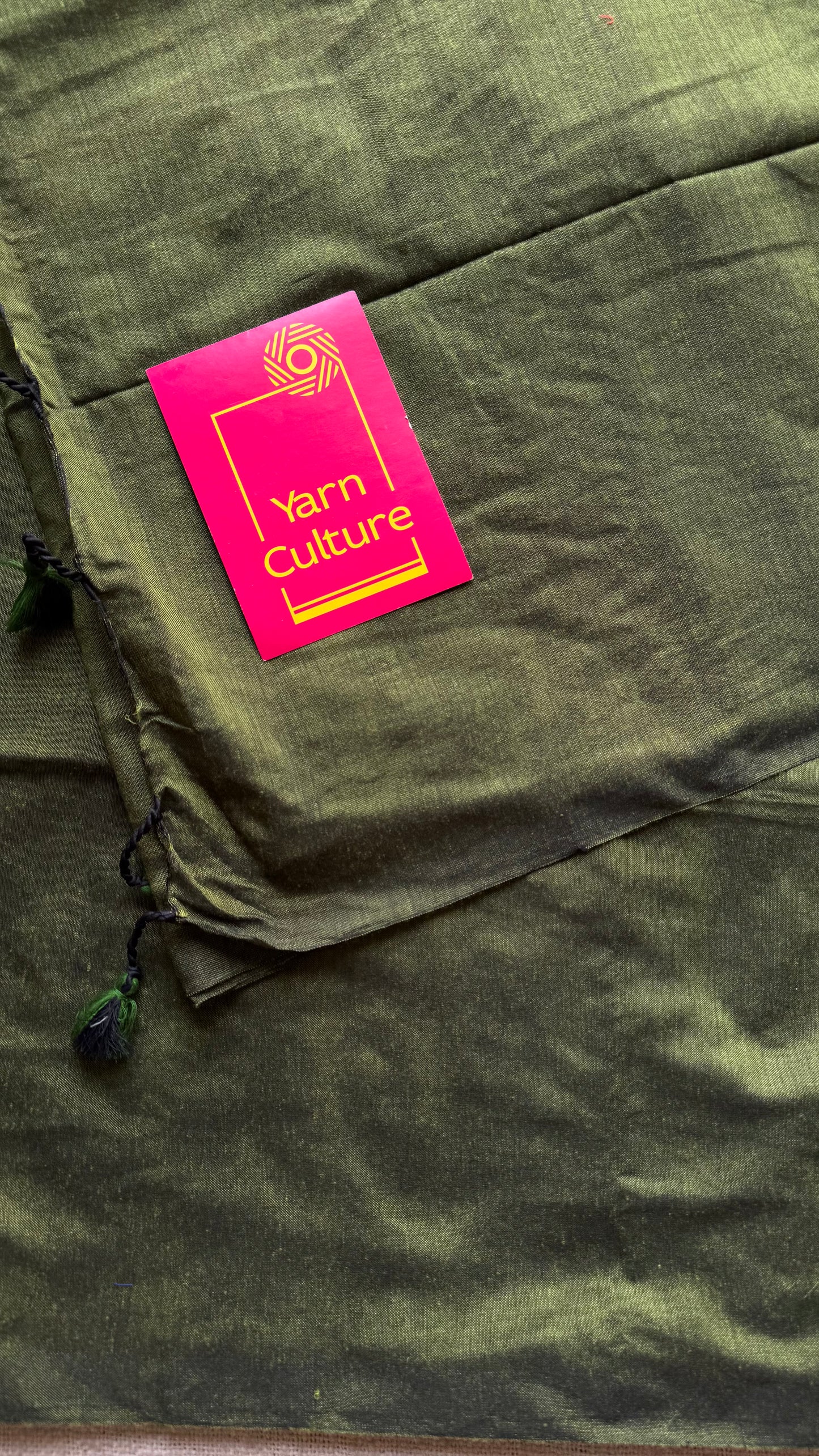 Olive green soft cotton saree  - YCBCKCAP18