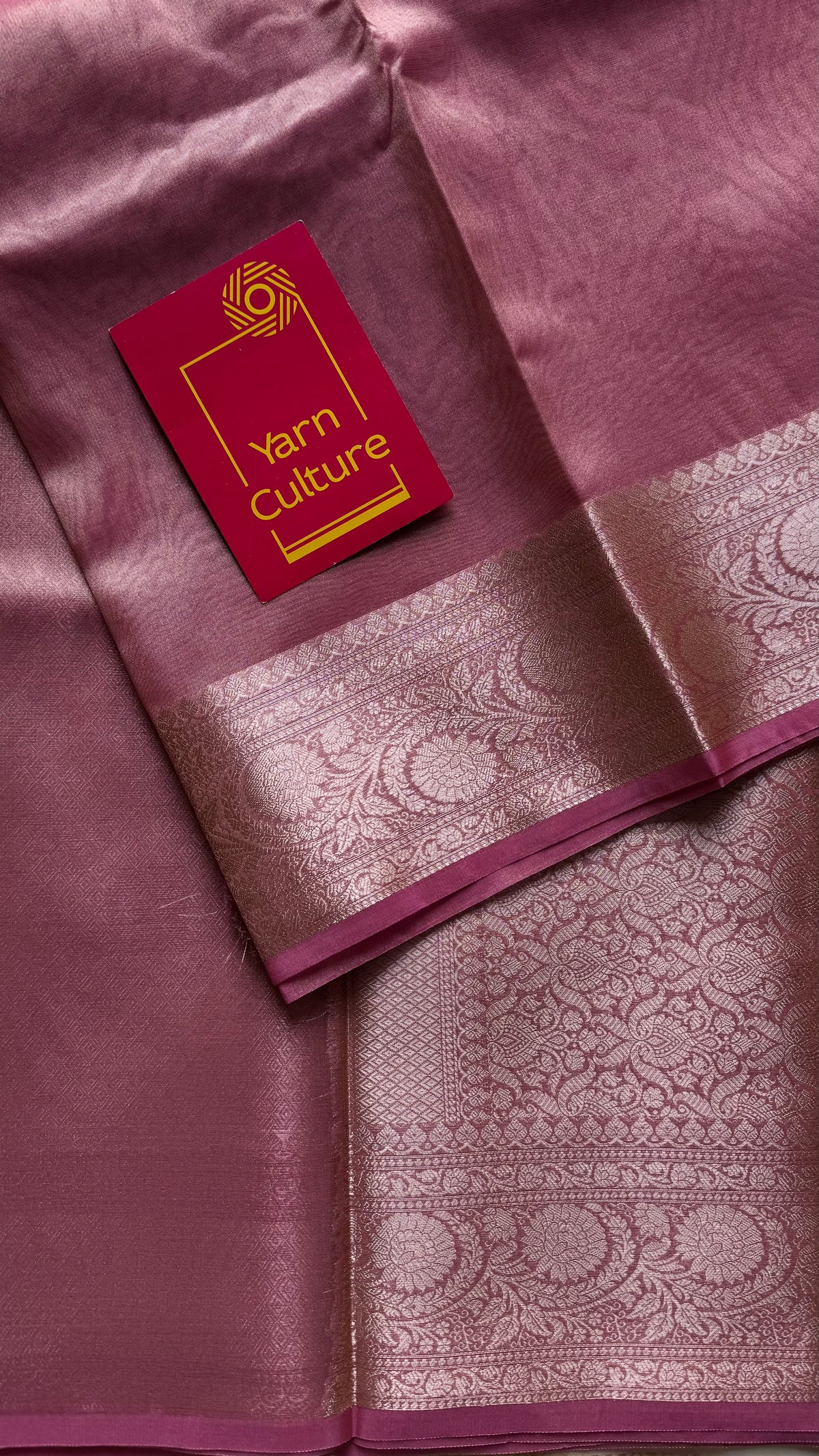 Pink tissue Banarasi saree with zari border - YCBLTOC90