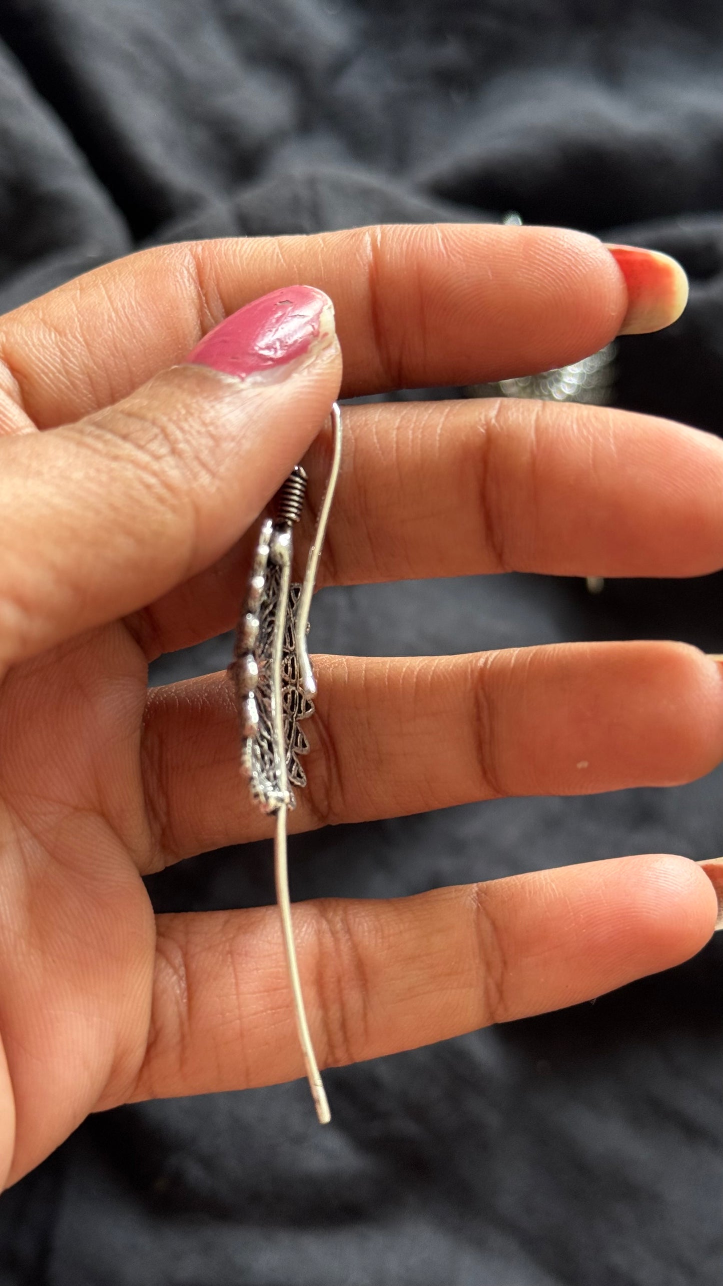 Oxidised silver, floral patterned earcuff - YCOSEC704