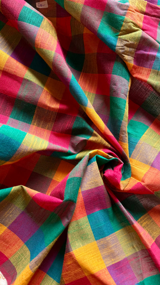 Multicoloured Madras Checks in Pure Cotton Fabric - YCSEFB05
