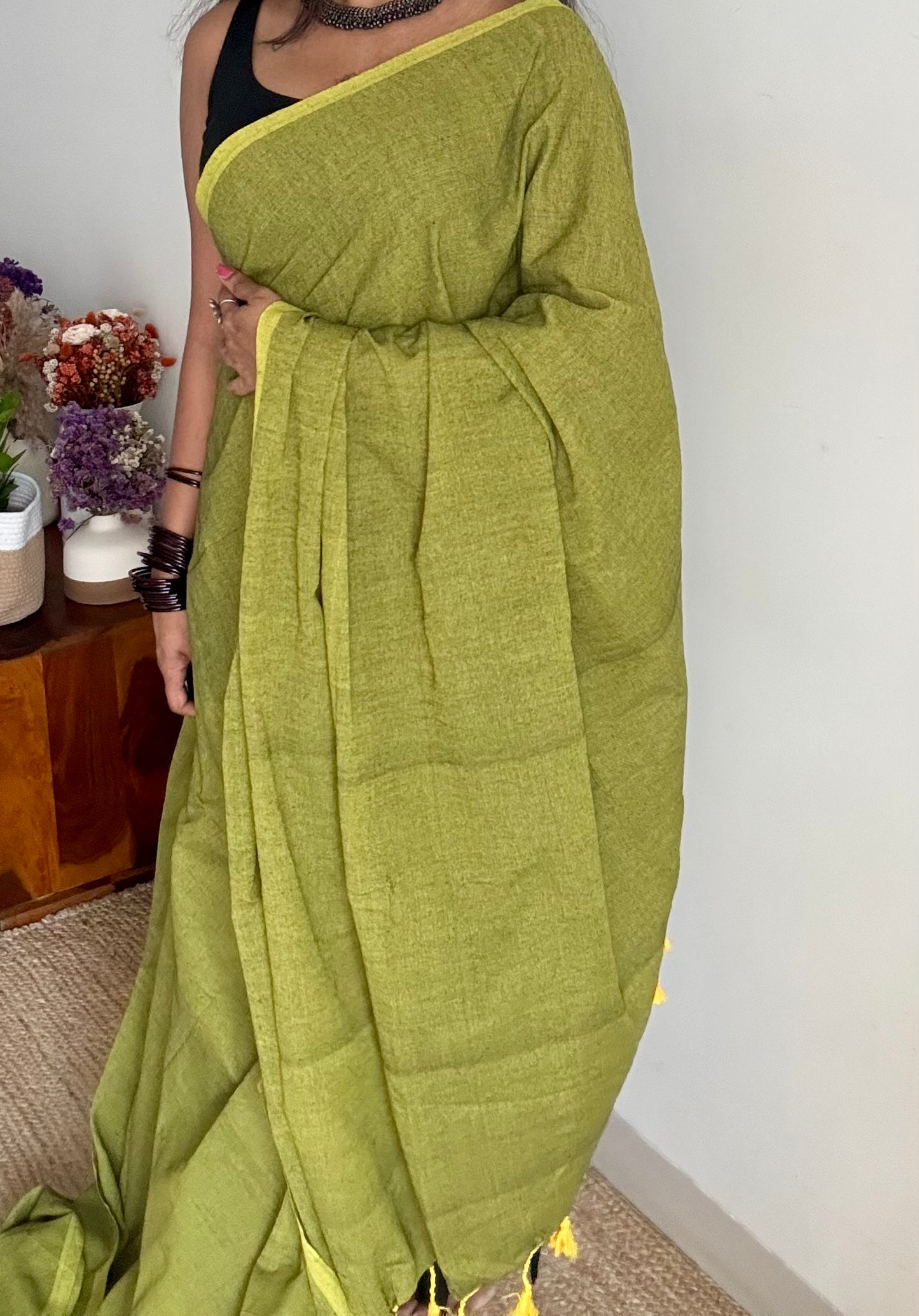 Light green soft cotton saree  - YCBCKCAP21