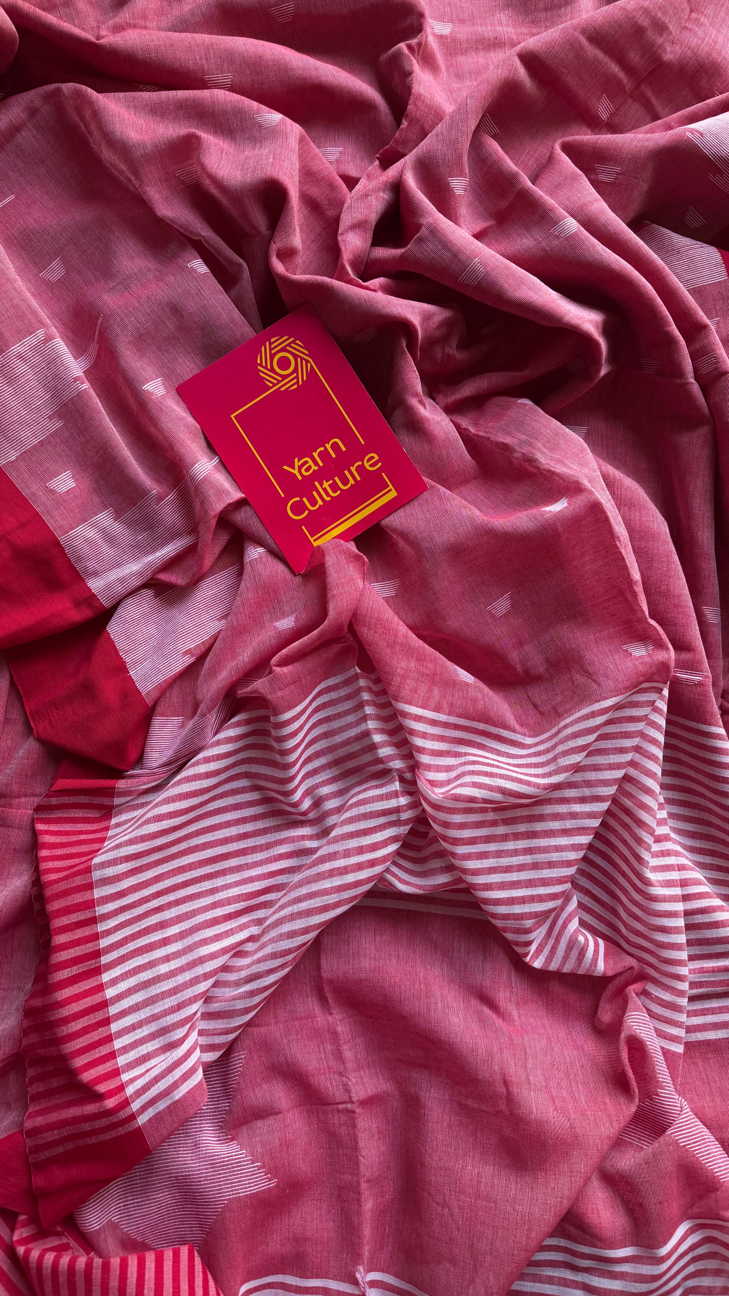 Muted red with dark red borders, temple motif woven threadwork, soft cotton - YCBCMKCDE29