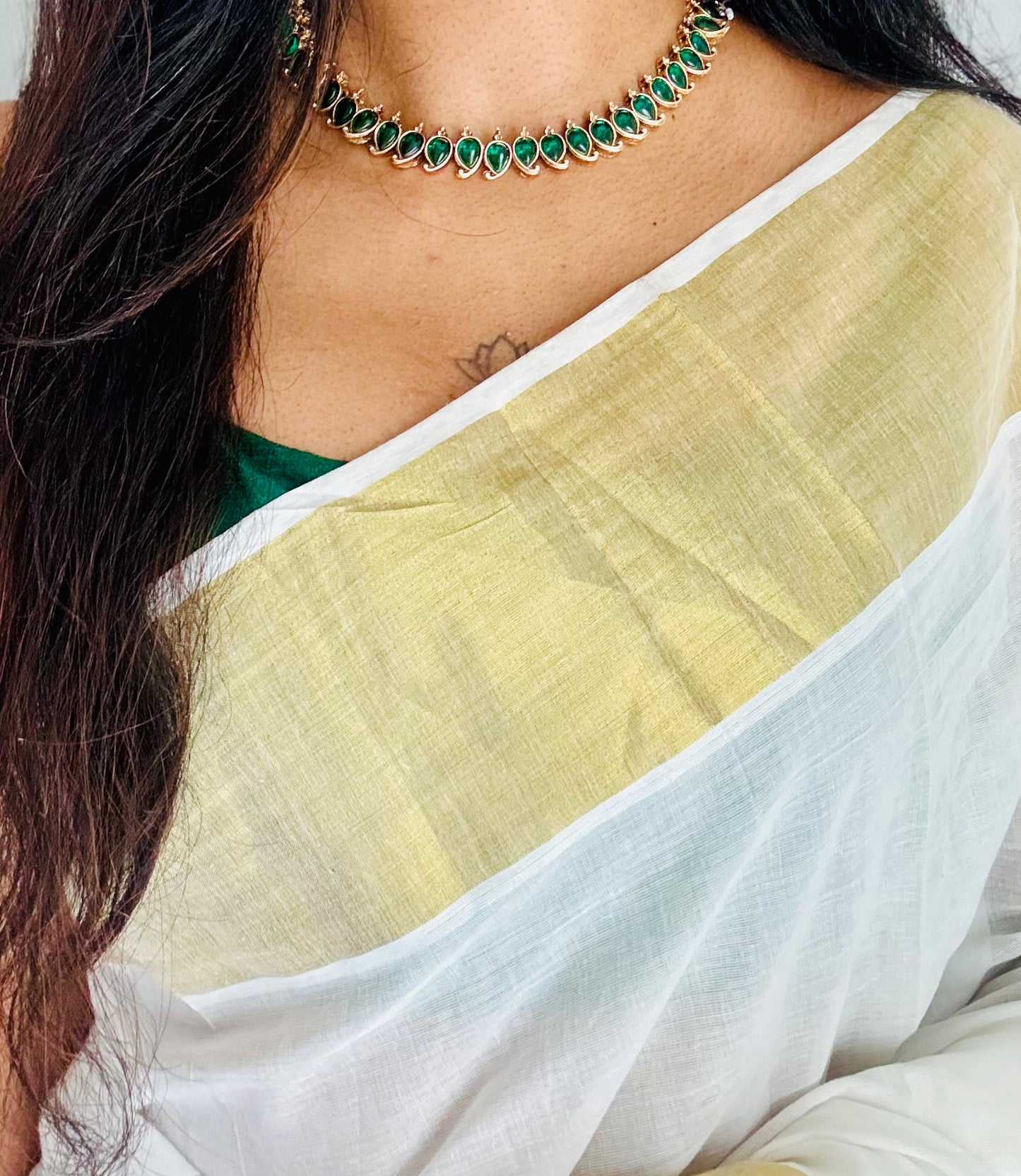 Green enamel stone neckpiece, with earrings - YCGPNP743