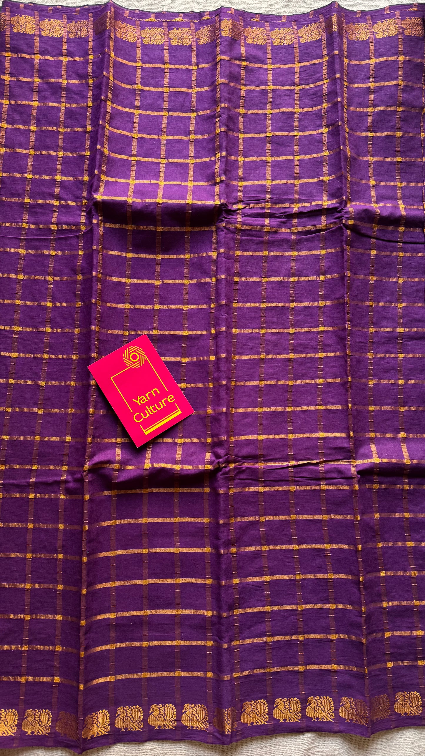 Purple pavithra kattam kattuchayam dyed madurai cotton saree - YCCOTNMSFE140