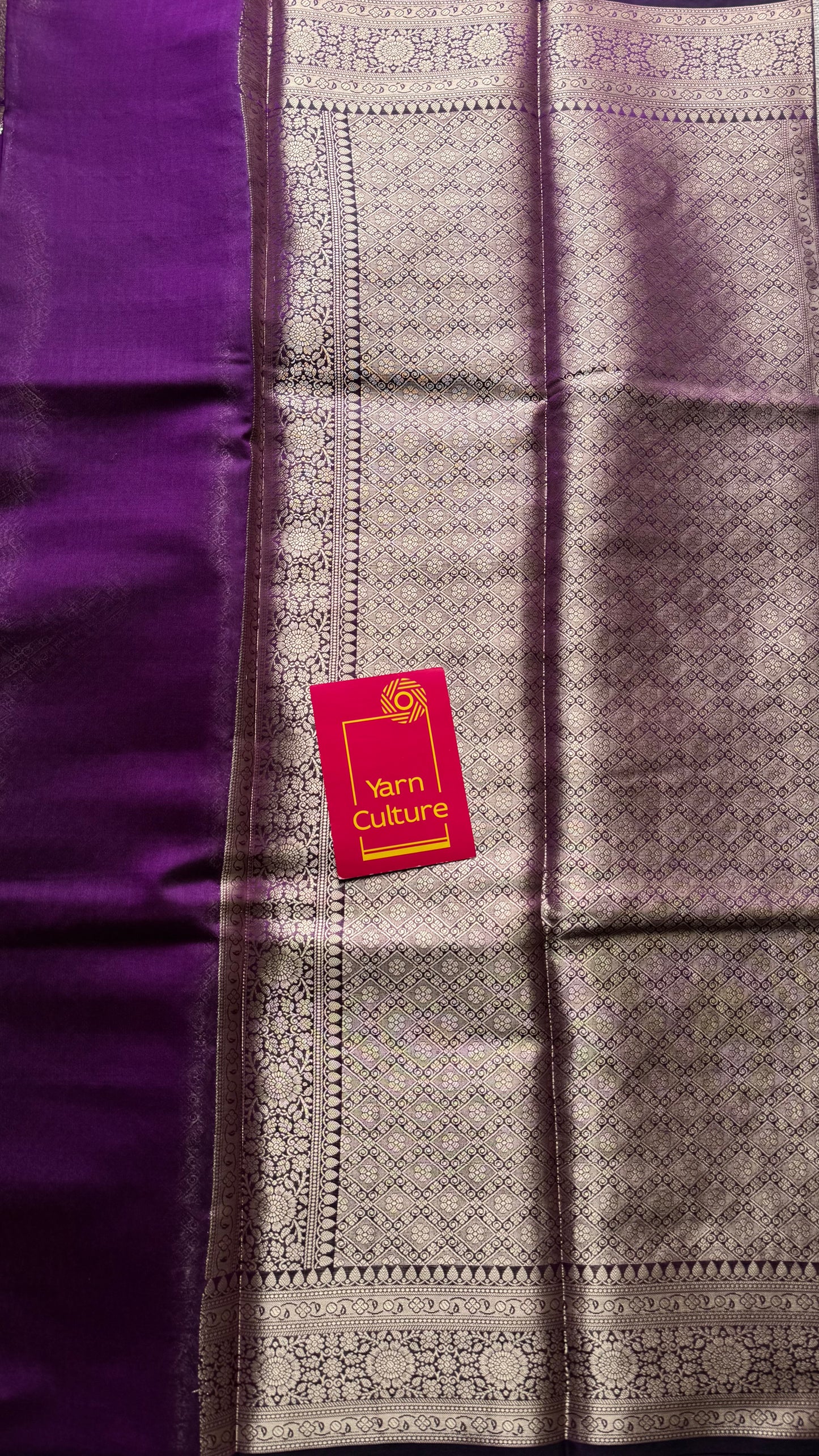 Purple floral zari, Banarasi semi-georgette - YCDESE15