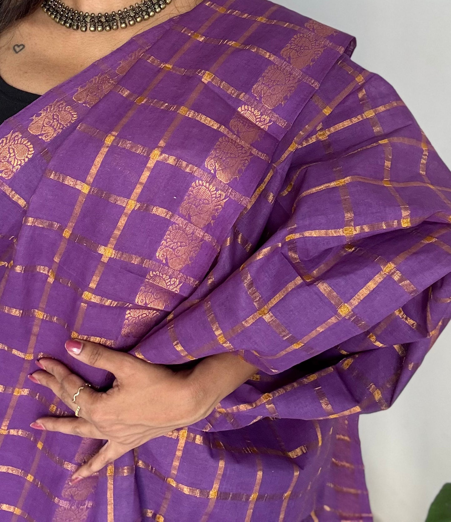 Purple pavithra kattam kattuchayam dyed madurai cotton saree - YCCOTNMSAP127