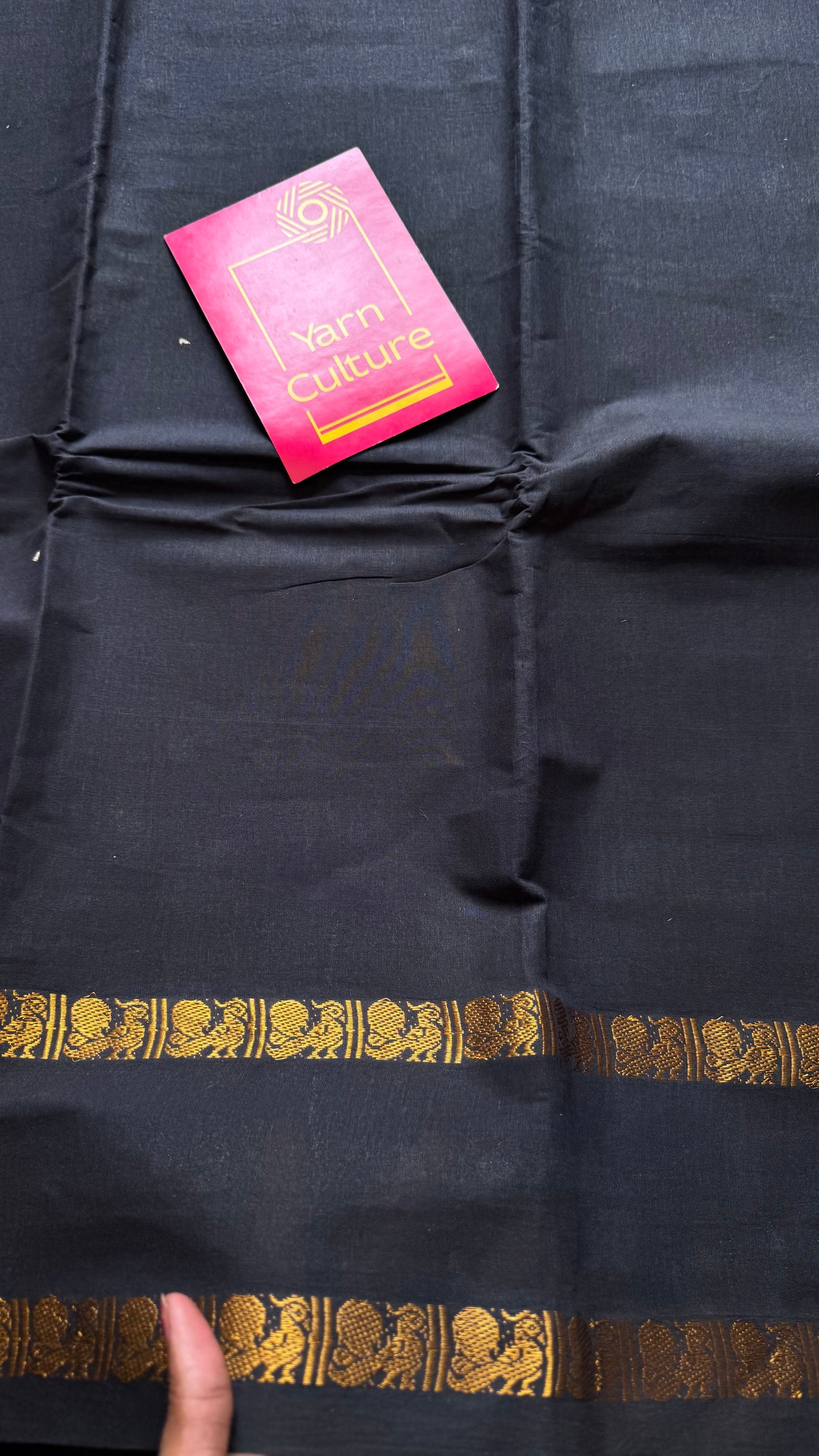 Black rettaipettu peacock gap border, kattuchayam dyed madurai cotton saree  - YCCOTNMSAP100