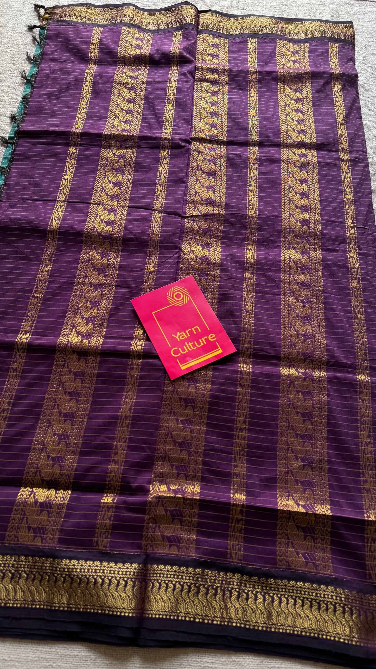 Turquoise with dark wine, checks - cotton silk - YCCOTNOCKC38