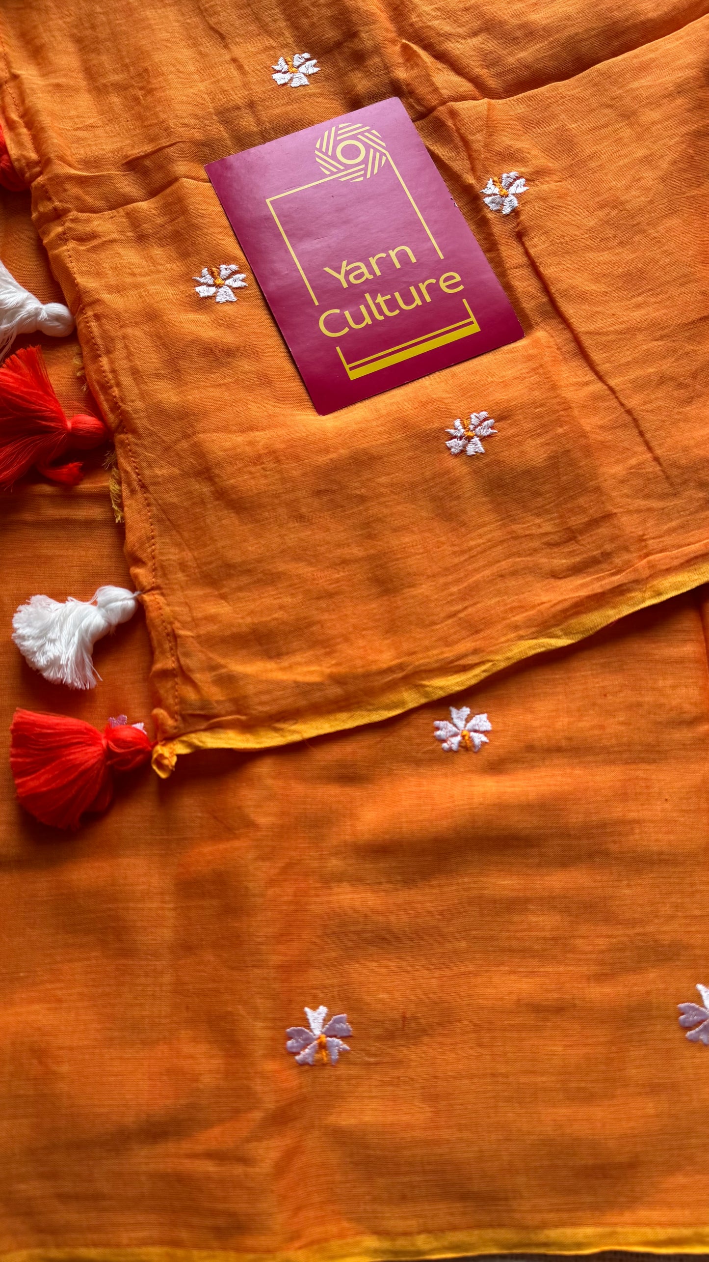 Orange parijat soft mul cotton saree  - YCBCMCAP28