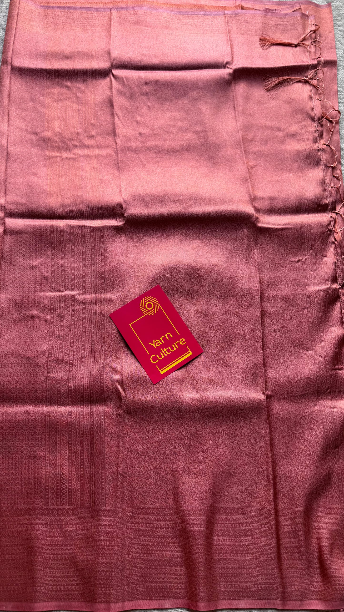 Peach, antique gold zari, semi -silk - YCDOSOCSS02