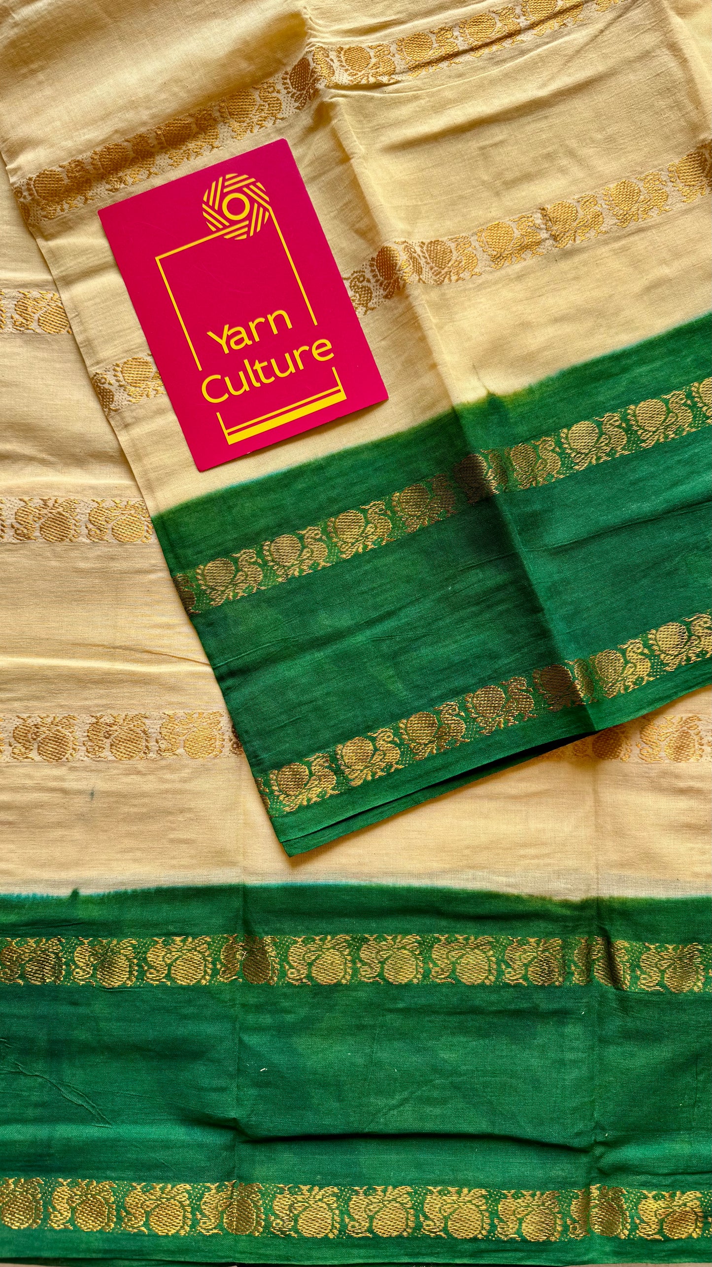 Sandal with green contrast, peacock zari striped sungudi, kattuchayam dyed madurai cotton - YCIEON97