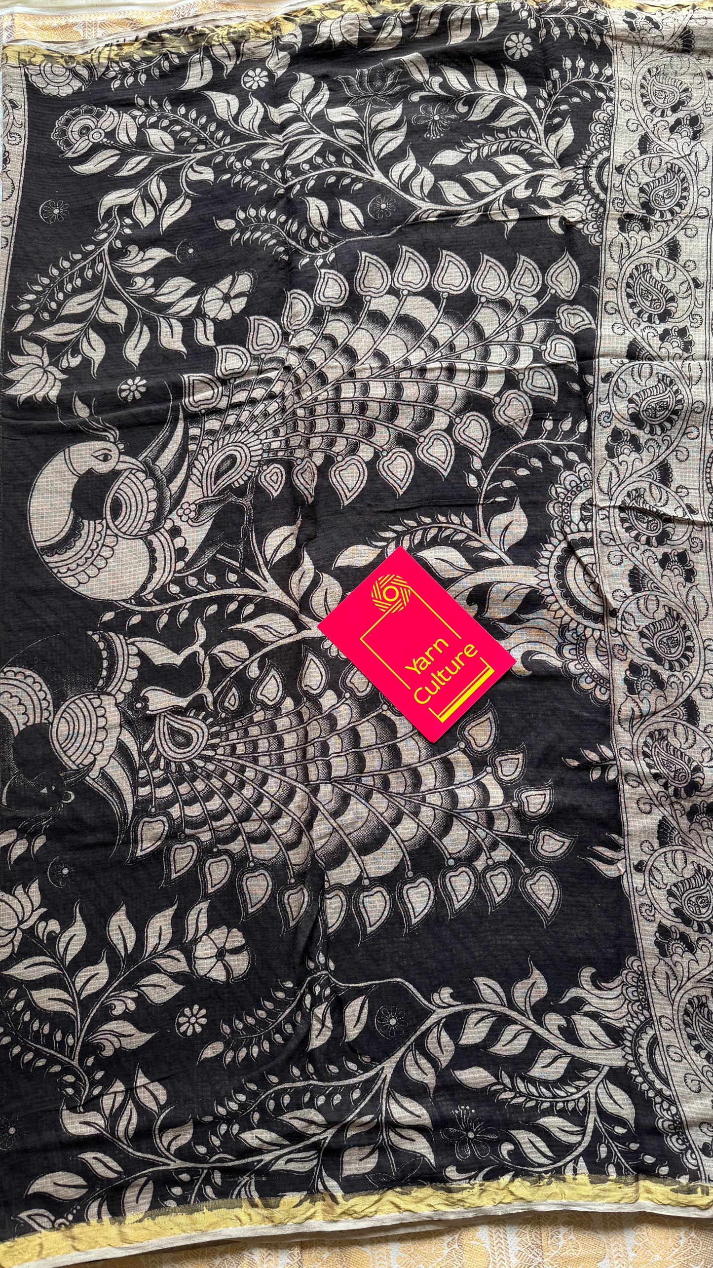 Black floral kalamkari saree in kota - YCWOTDMA356
