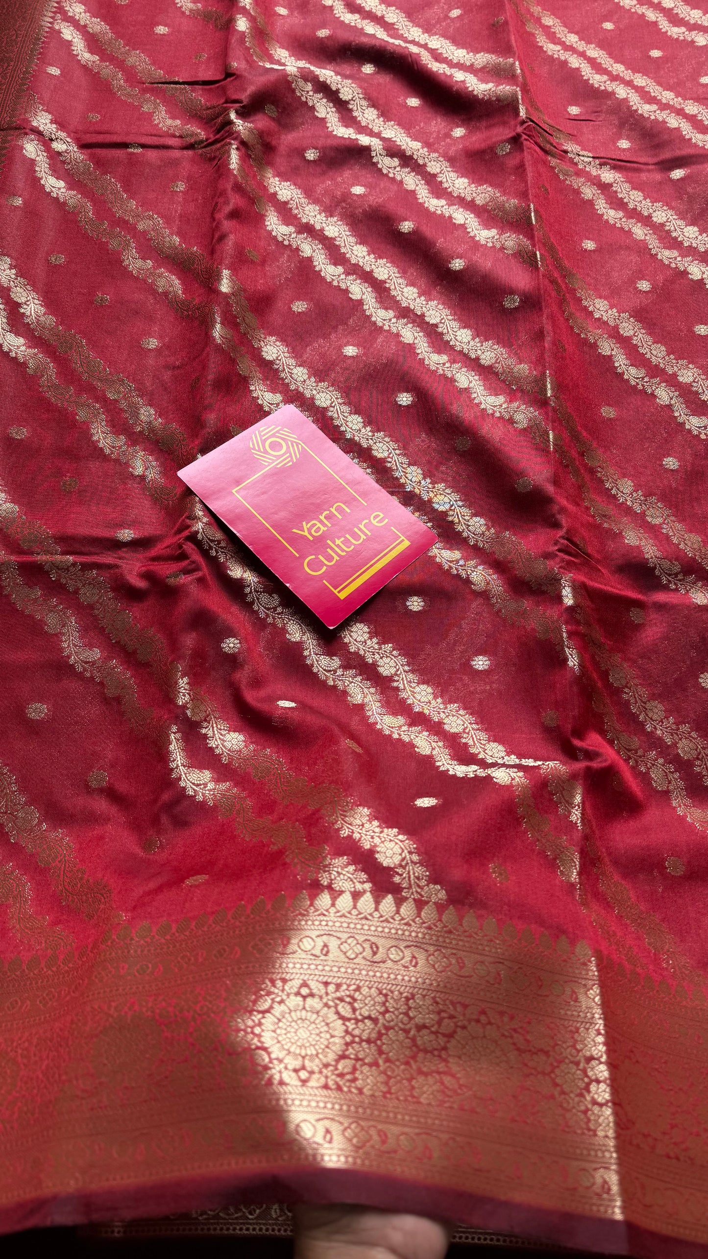 Maroon floral zari, Banarasi semi-georgette - YCDESE13