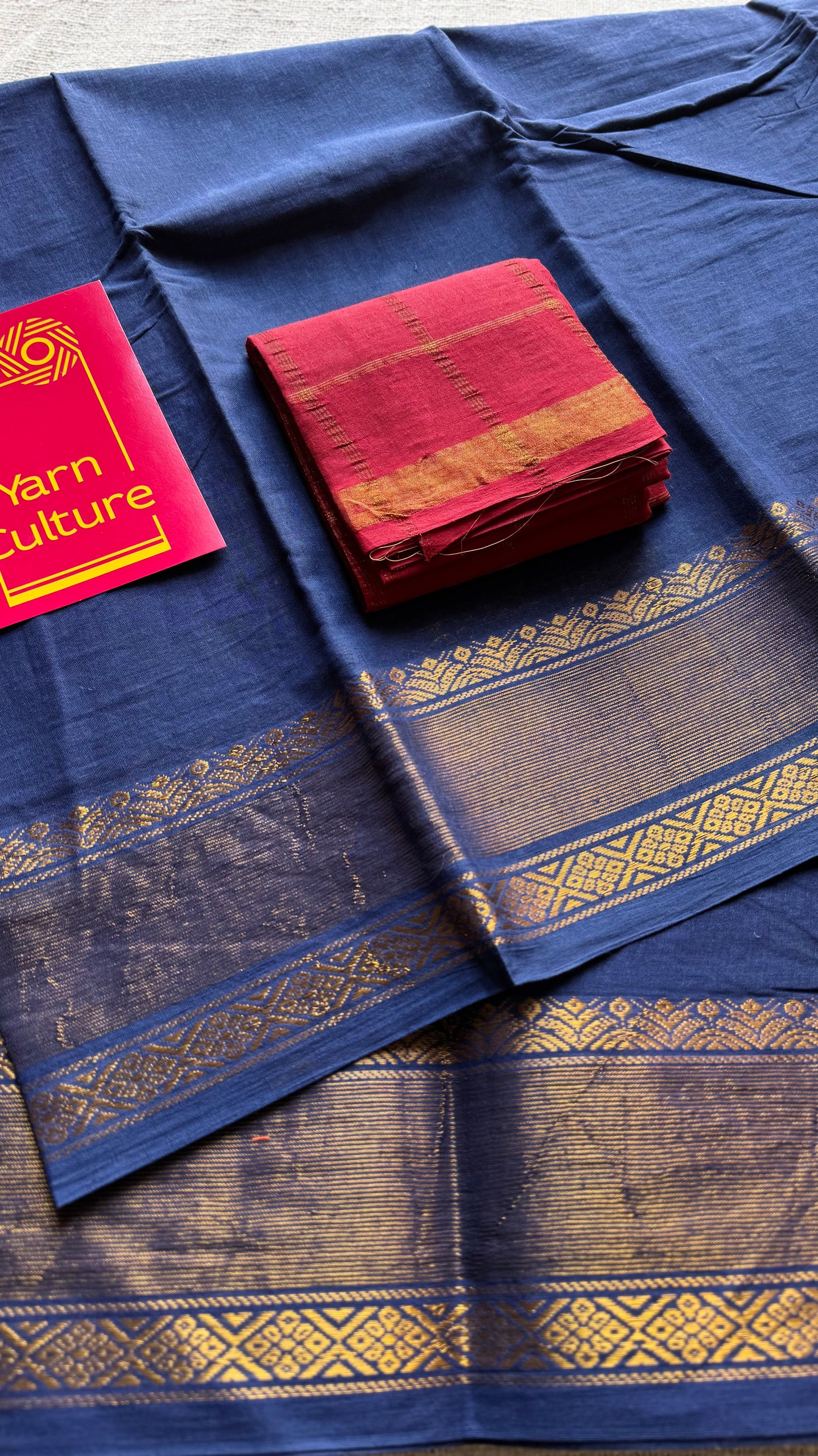 Navy blue kattuchayam dyed madurai soft cotton - YCCOTNSUDE140