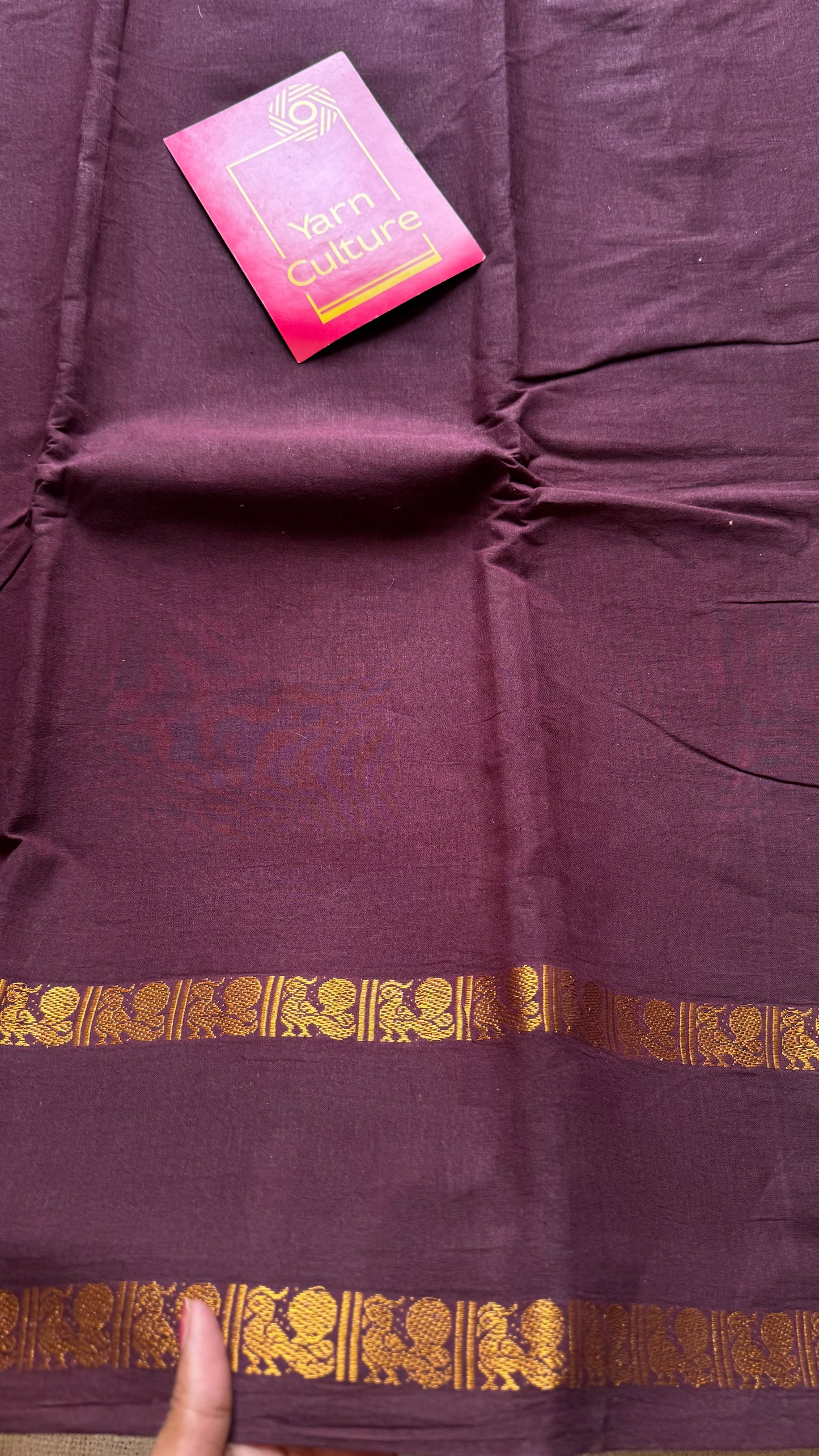 Coffee brown rettaipettu peacock gap border, kattuchayam dyed madurai cotton saree  - YCCOTNMSAP99