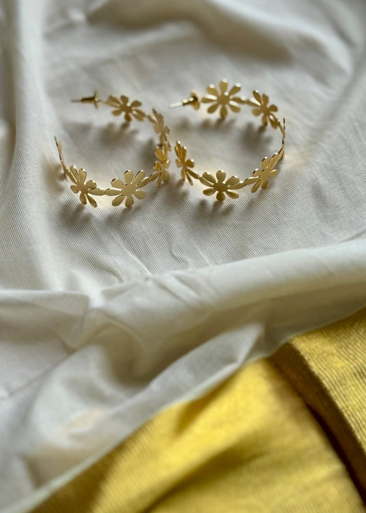 Gold plated flower hoops - YCGPEL186