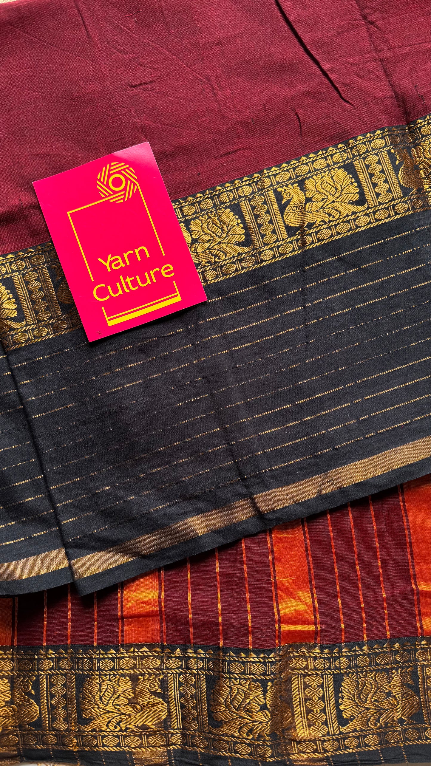 Maroon with black border, narayanpet soft cotton saree - YCWOTDAUG08