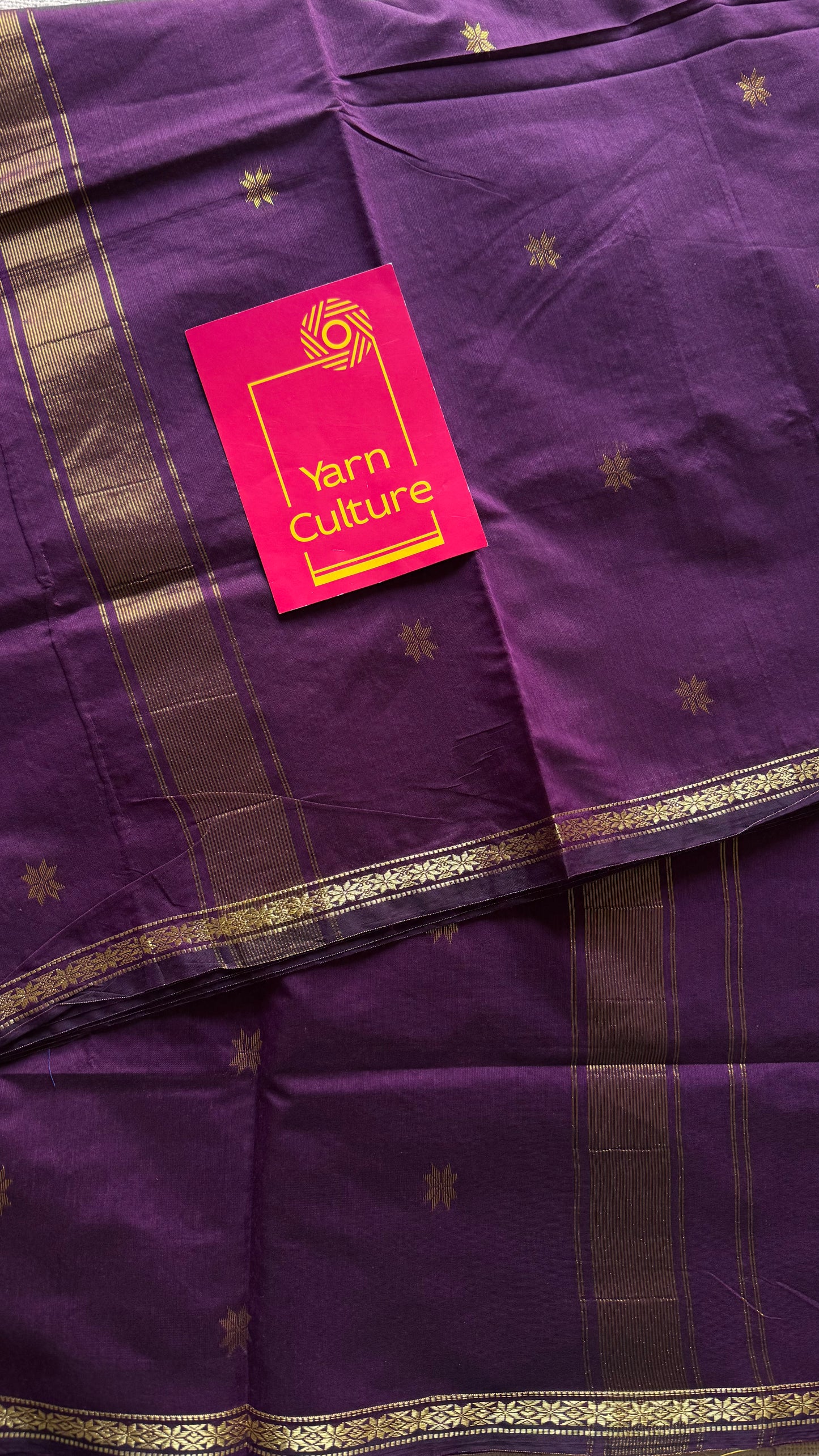 Grape wine, gold buttas, semi maheshwari cotton silk - YCCOTNCSDE87