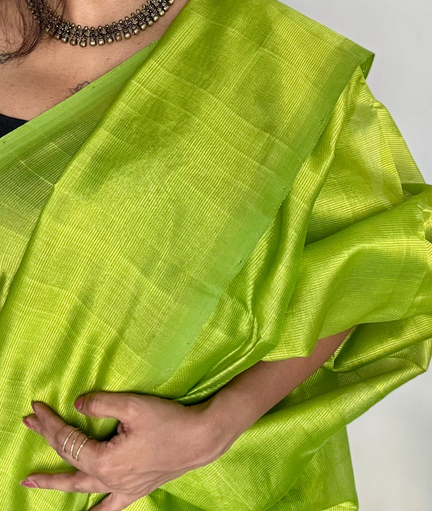 Plain lime green, mangalgiri silk cotton, handwoven, soft, light weight - YCWOTDMSAP219