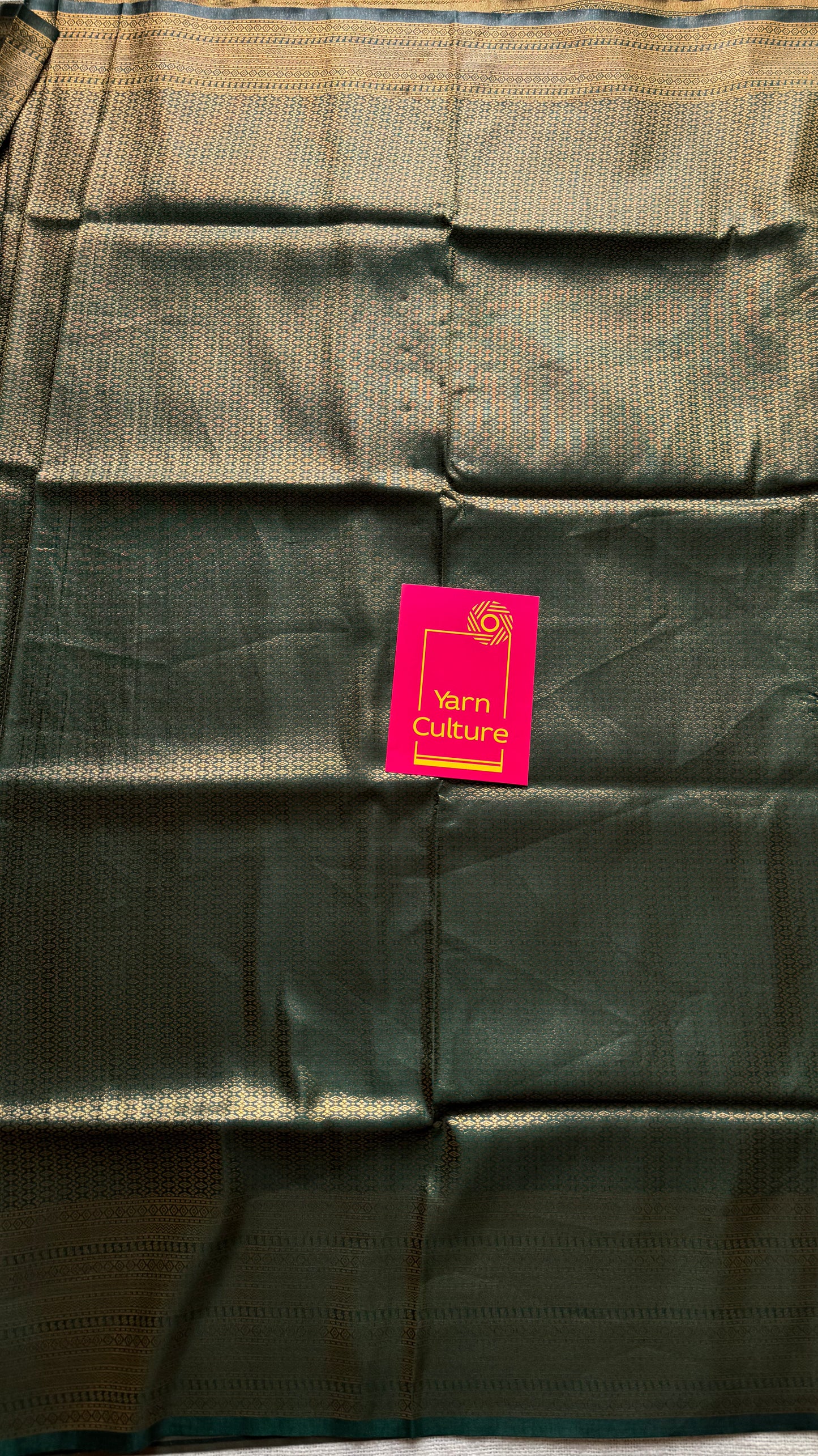Dark green, antique gold zari, semi -silk - YCDOSOCSS04