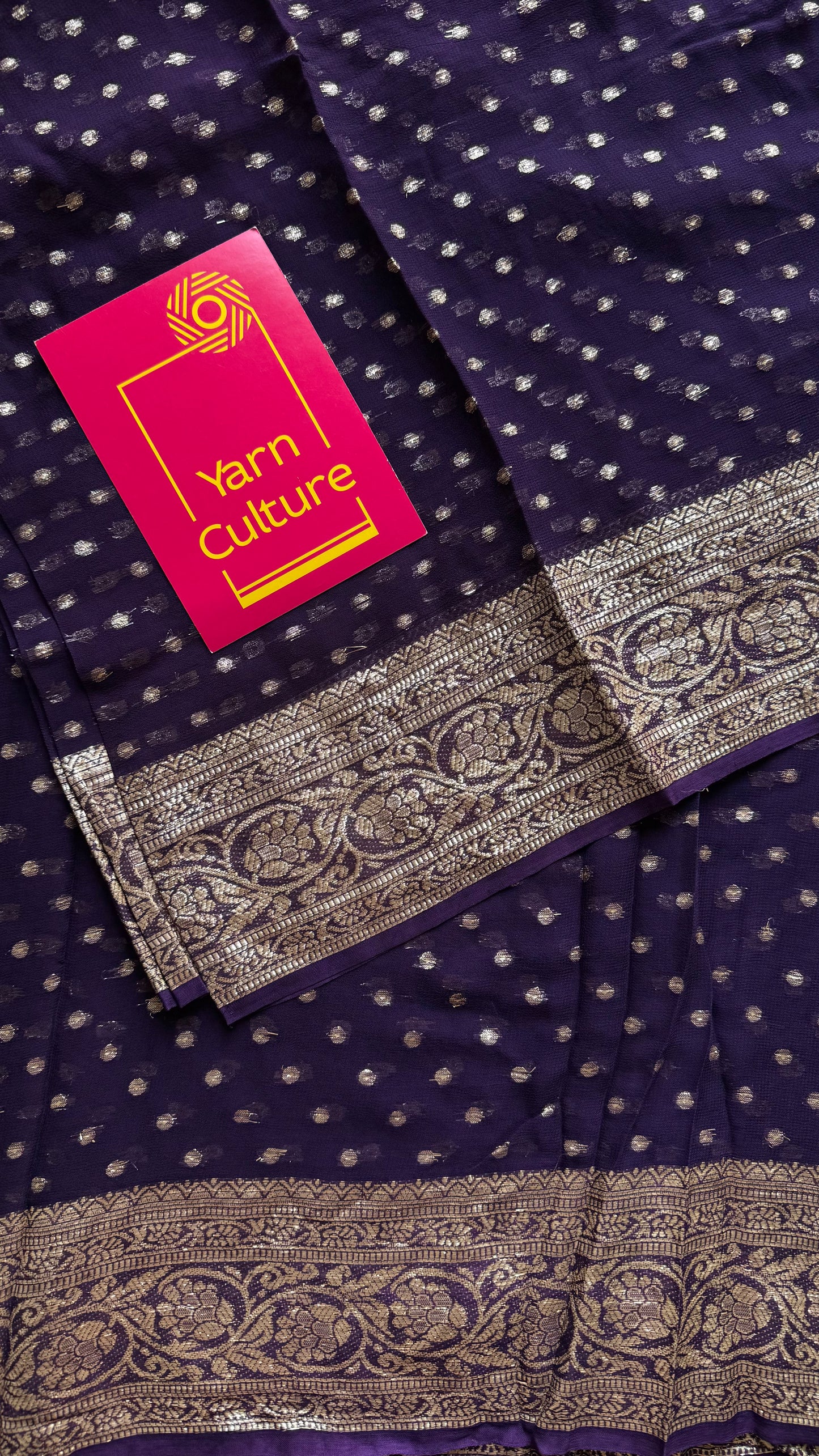 Purple viscose georgette saree with zari motifs - YCDOSFE208