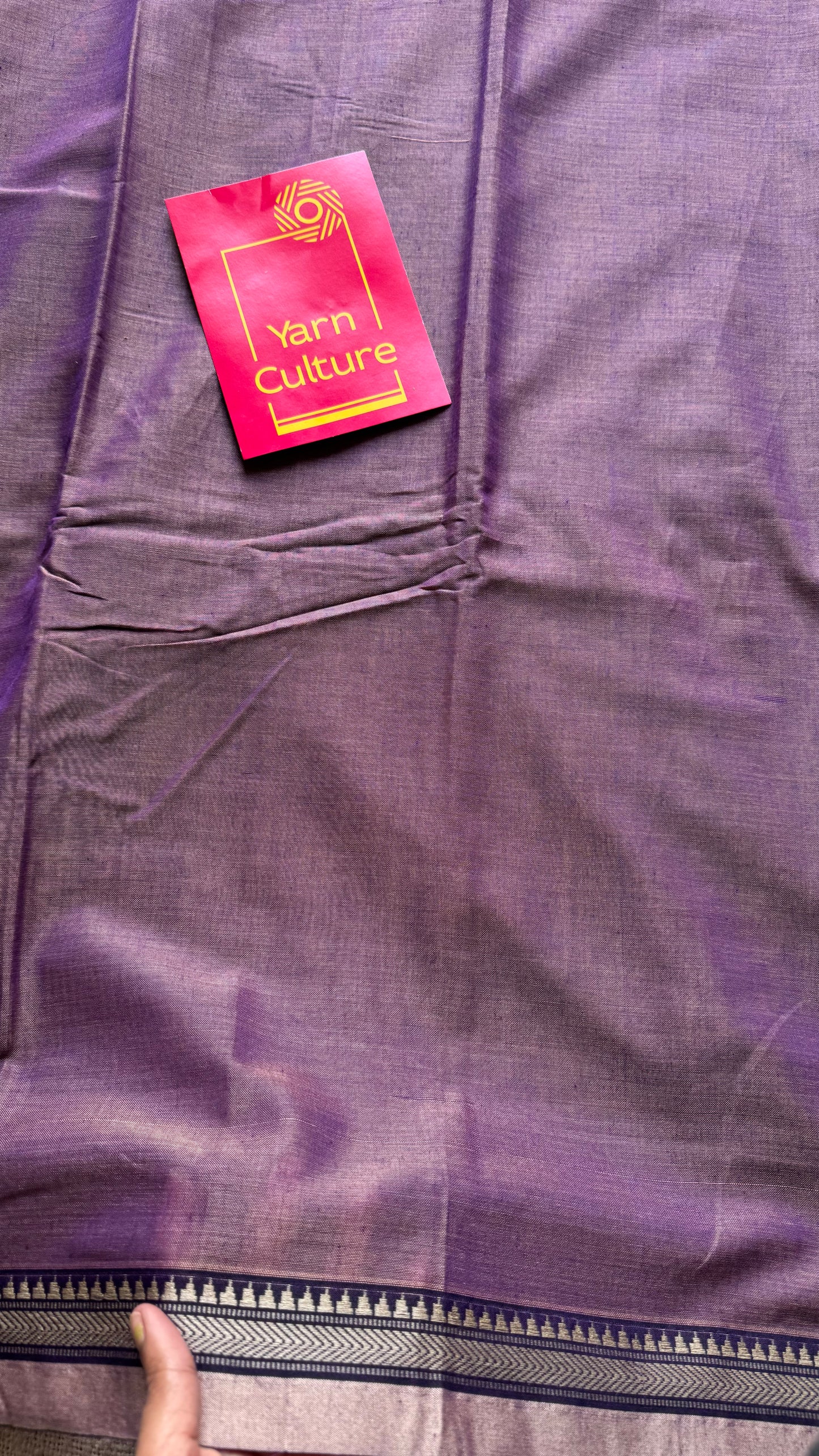 Lilac pink border narayanpet saree, soft cotton - YCWOTDNPFE36