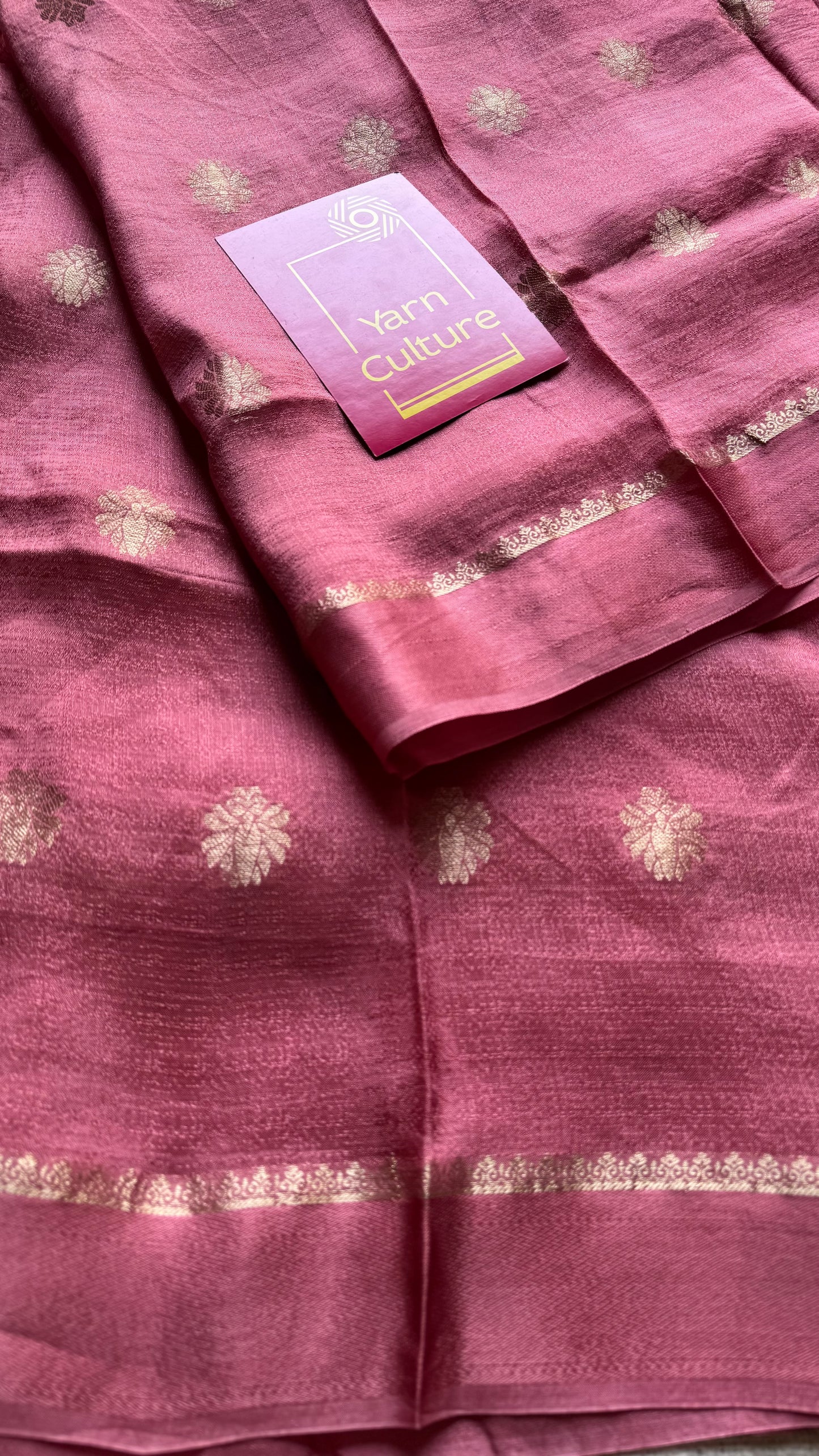 Onion pink in viscose soft silk with satin border, jacquard zari motifs - YCDOSFE199