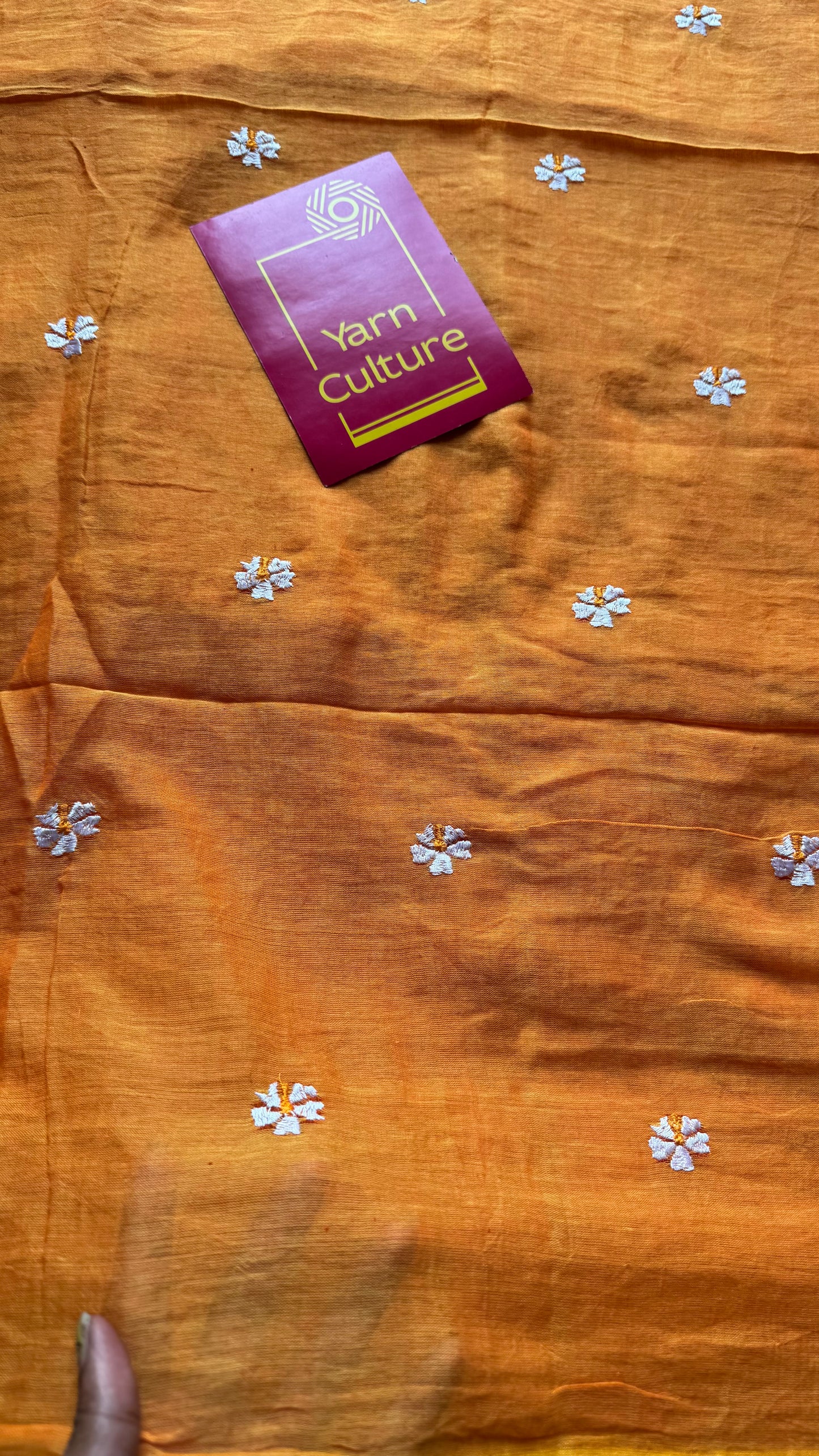Orange parijat soft mul cotton saree  - YCBCMCAP28