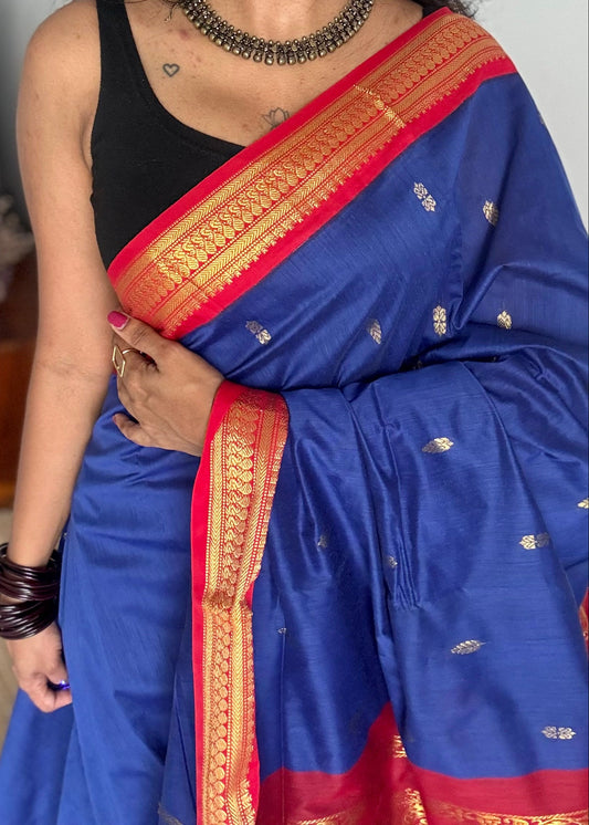 Royal blue with red, cotton silk - YCCOTNOCKCS13