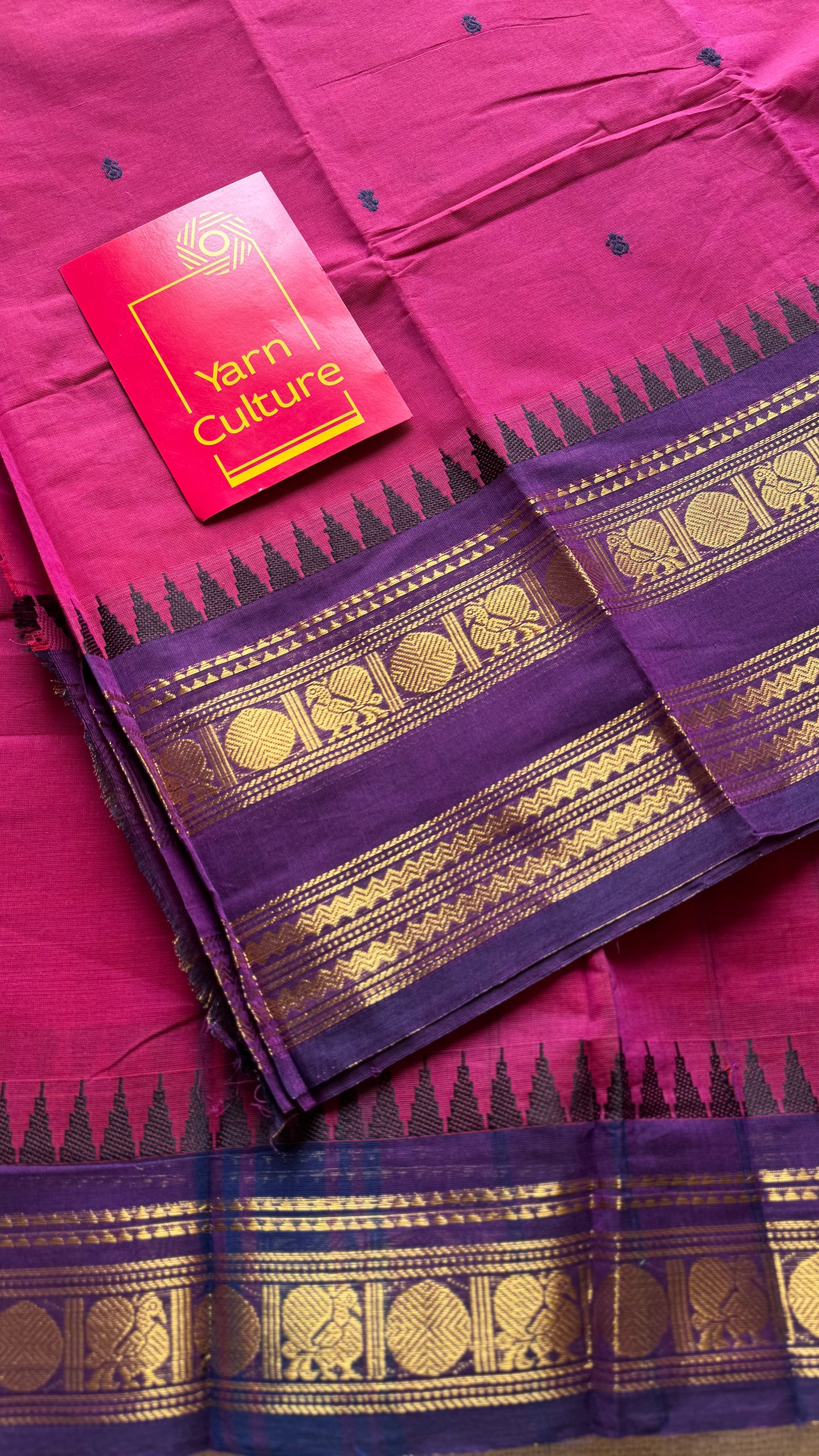 Magenta pink and purple contrast, kanchi cotton saree - YCCOTNMA324