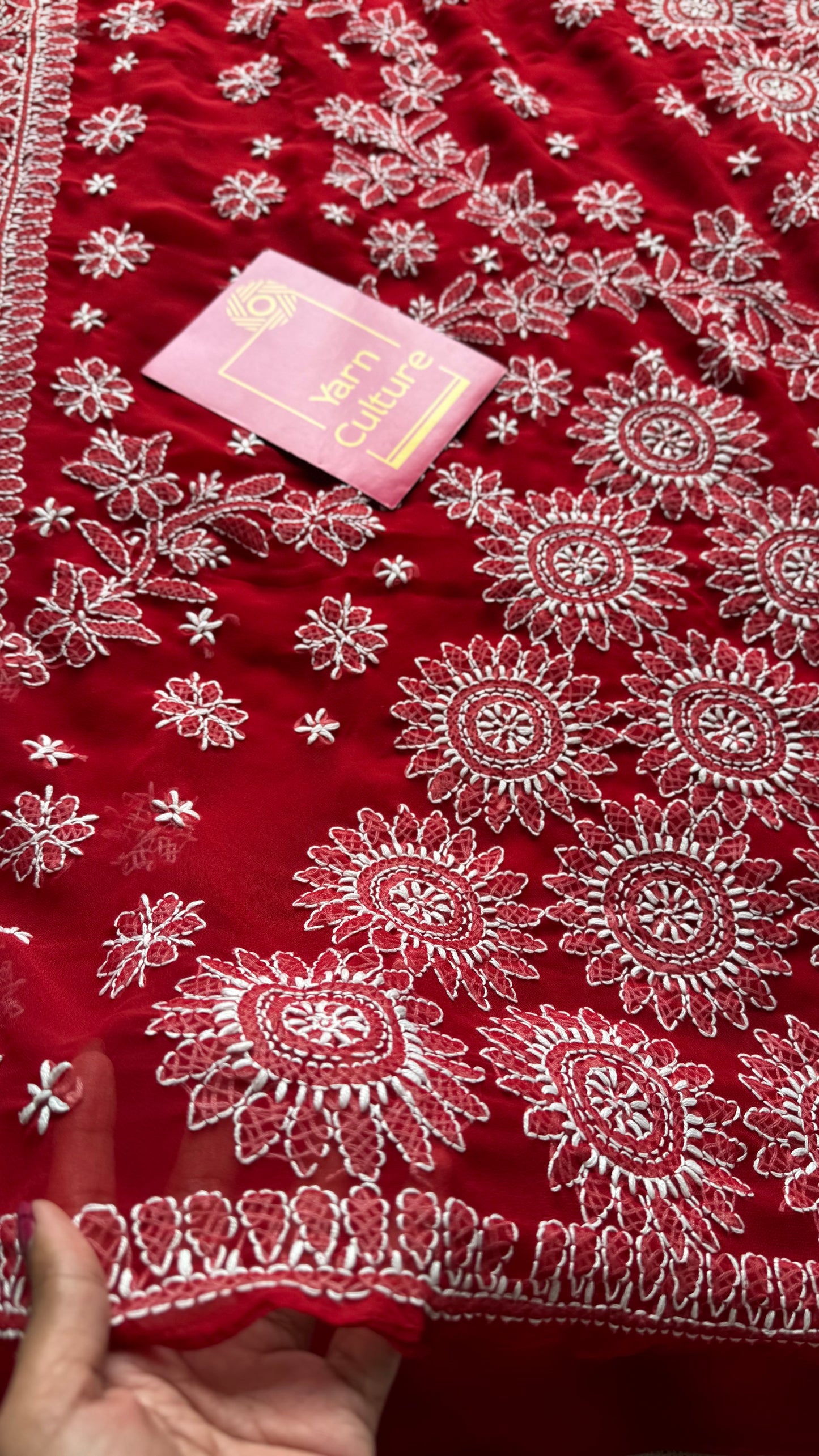 Sham-e-Ishq (evening of love) - Red Chikankari, georgette YCSLCJULCK07