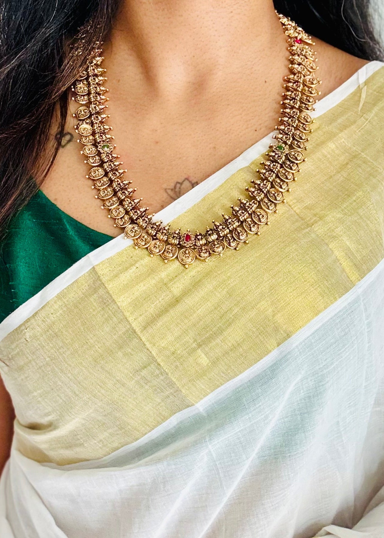 Long coin neckpiece (kaasumala), with earrings - YCGPNP722